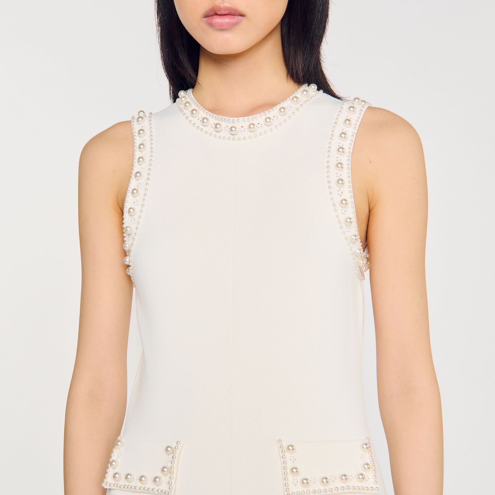 Pearl bead knit maxi dress