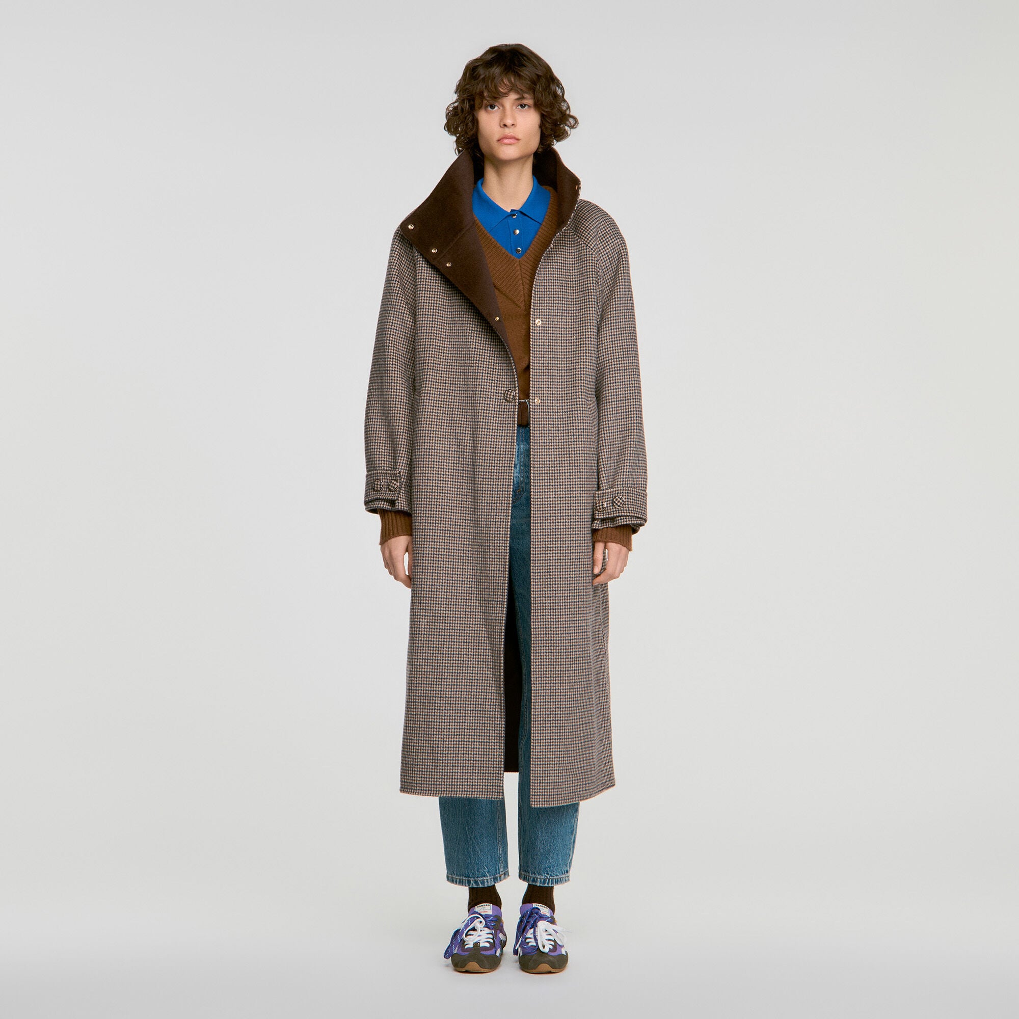 Oversized check coat - Women | Sandro