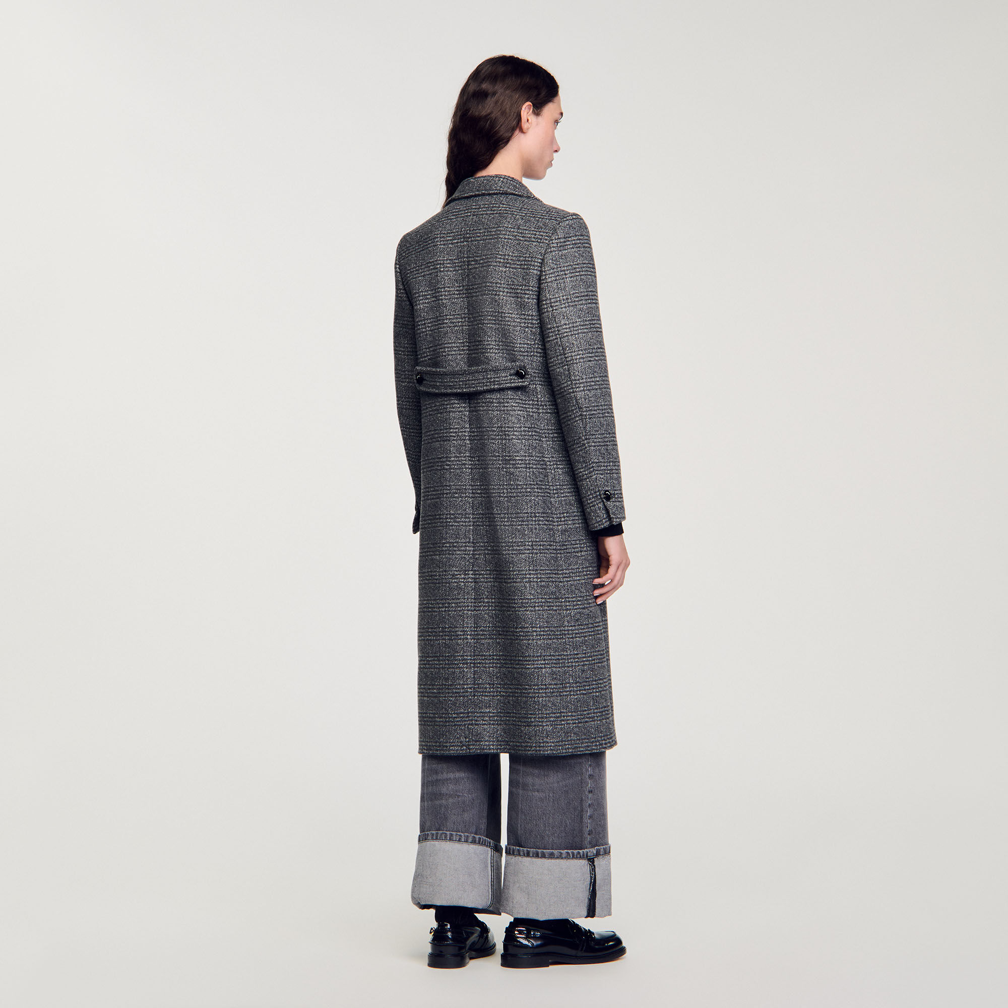 Long checked coat