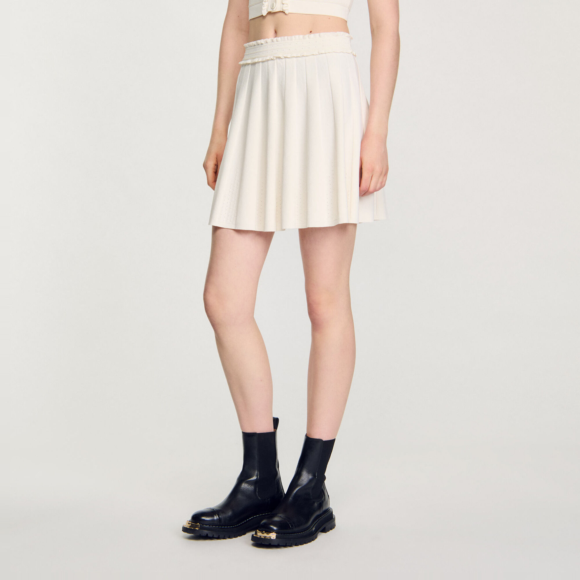 Pointelle knit skirt