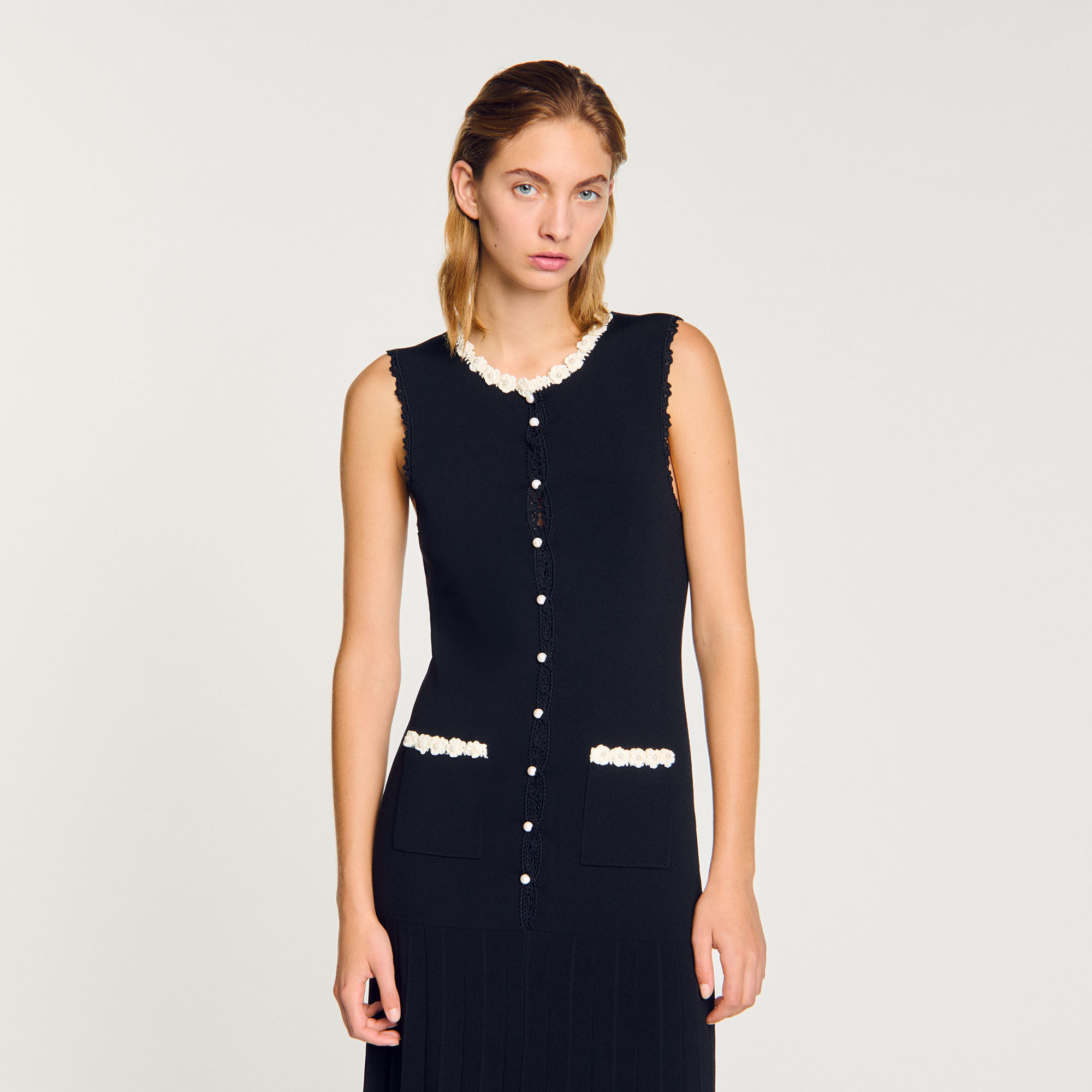 Striped rhinestone shirt pink For Women | Sandro Paris