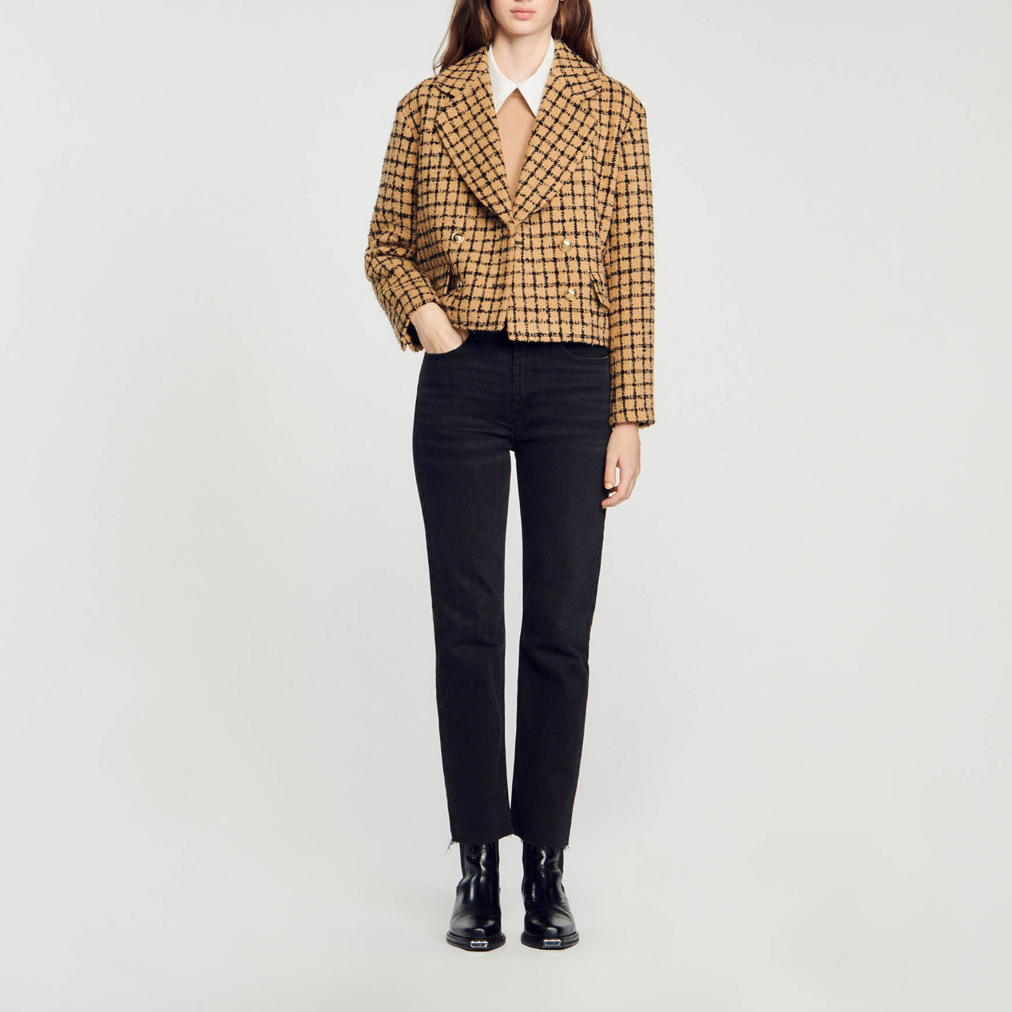 Sandro tweed blazer deals