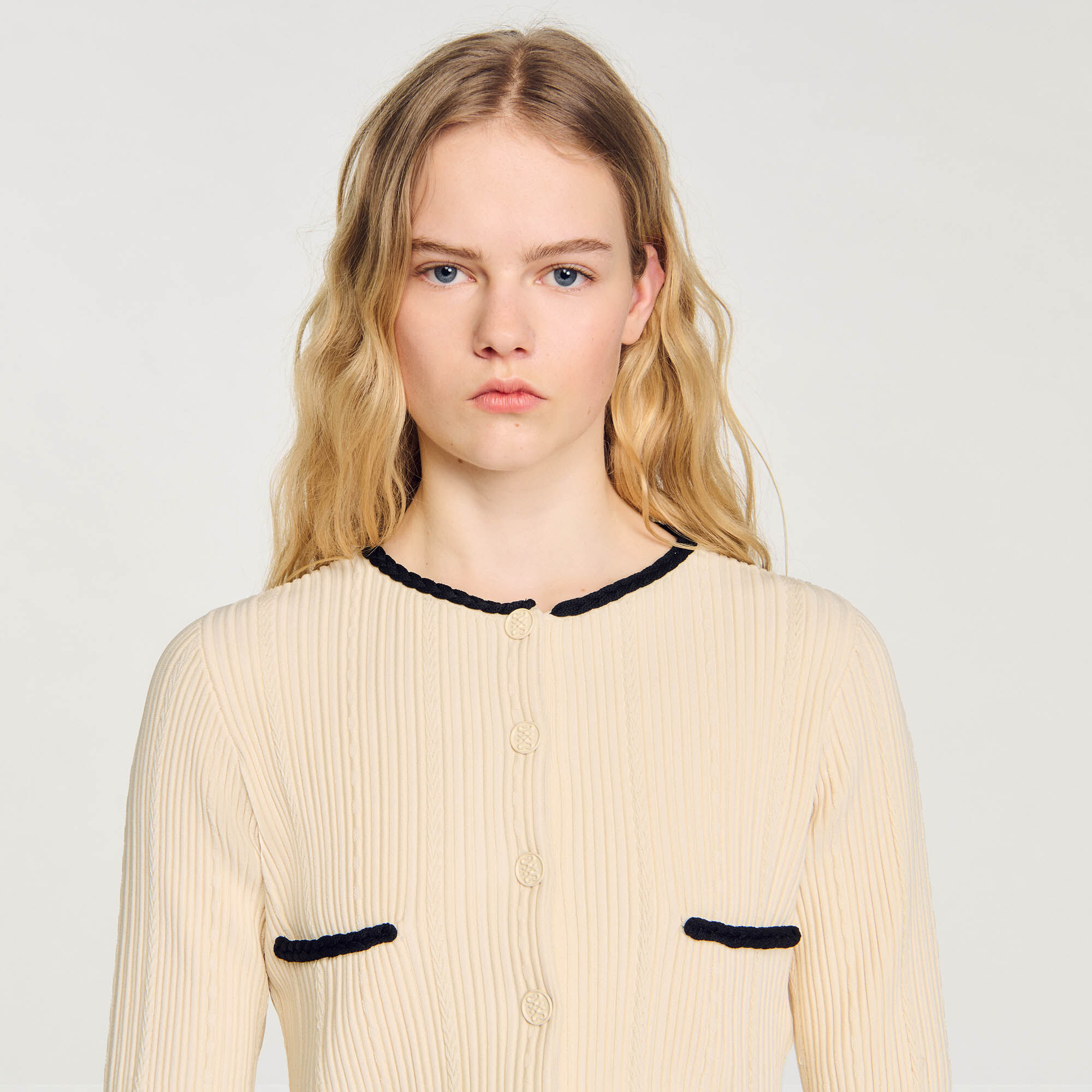 Pointelle knit cardigan