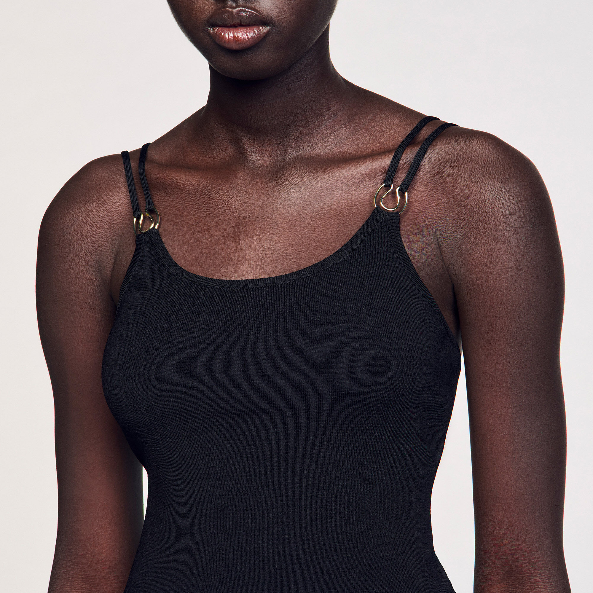 ☆☆雪☆☆Deuxieme dignity sleeveless Jewelery detail knit leotard black / gray For Women | Sandro