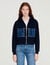 Knit and denim sweatshirt