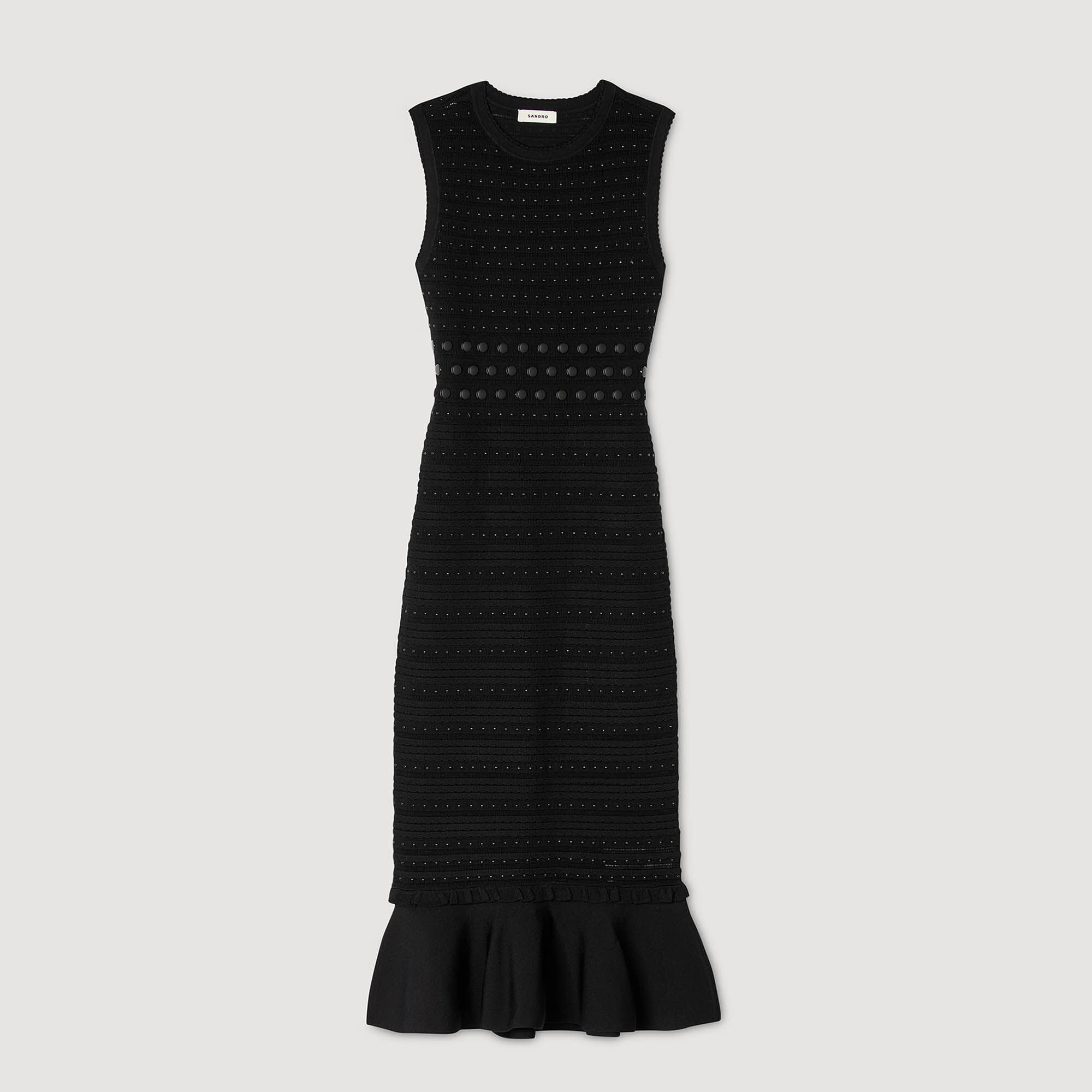 Knit midi dress with studs