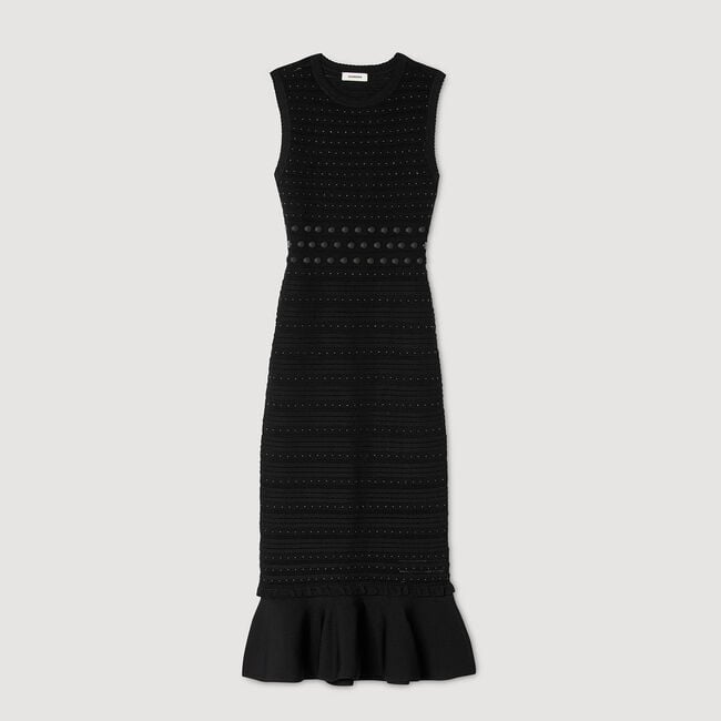 Knit midi dress with studs