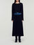 Long pleated denim skirt