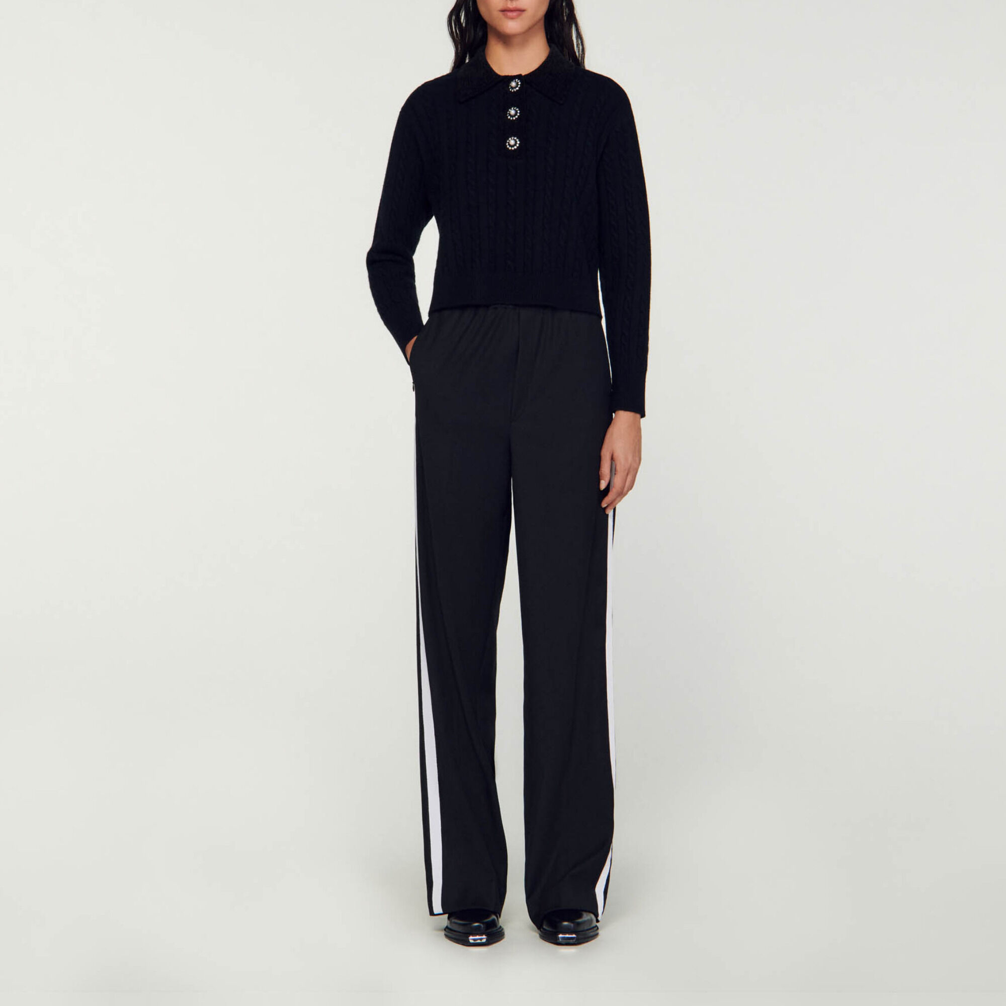 Knit polo neck sweater