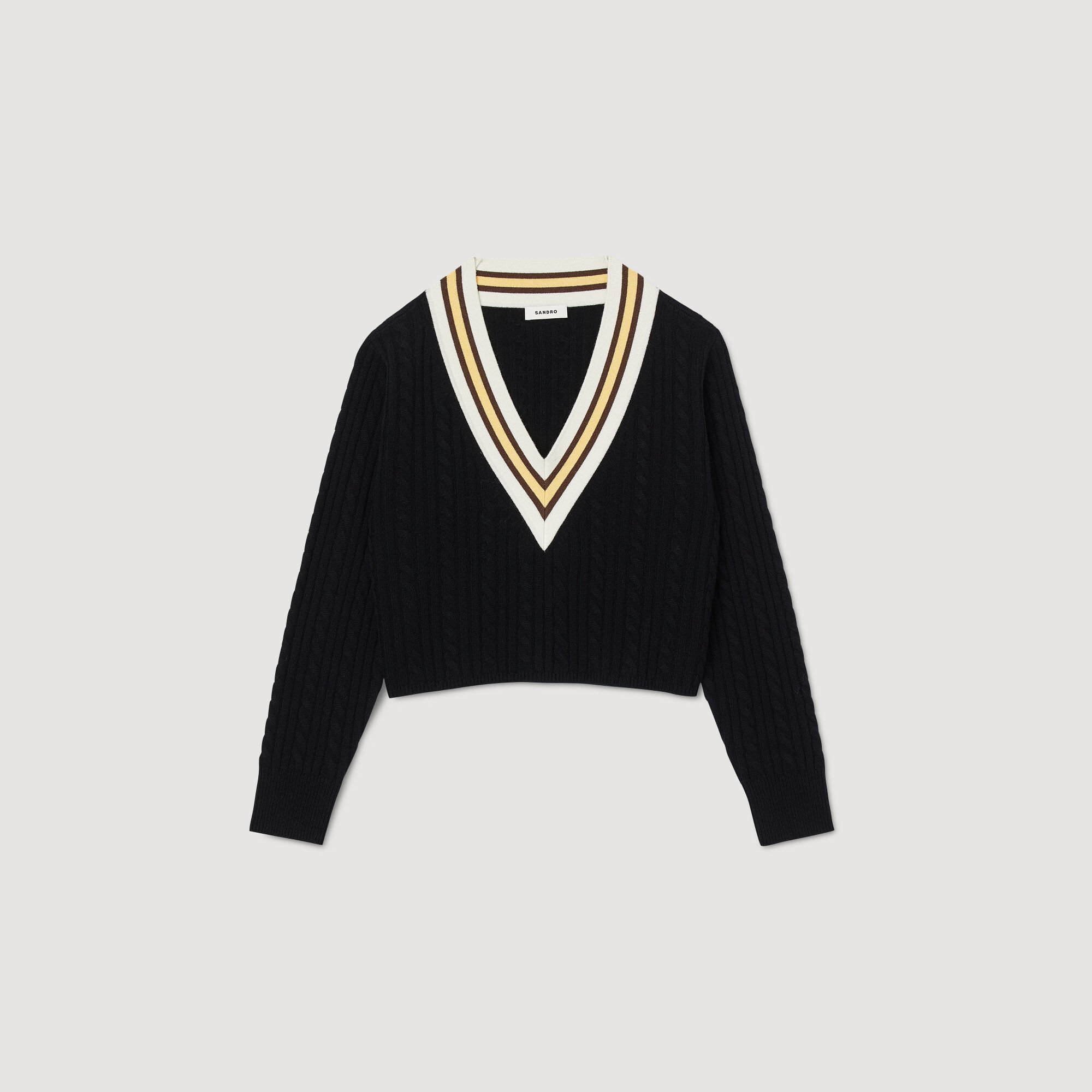 Contrast V-neck jumper