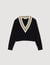 Contrast V-neck jumper