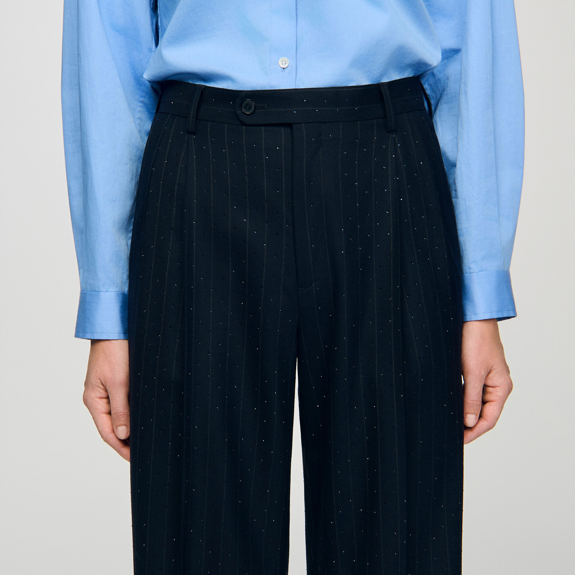 Rhinestone striped trousers