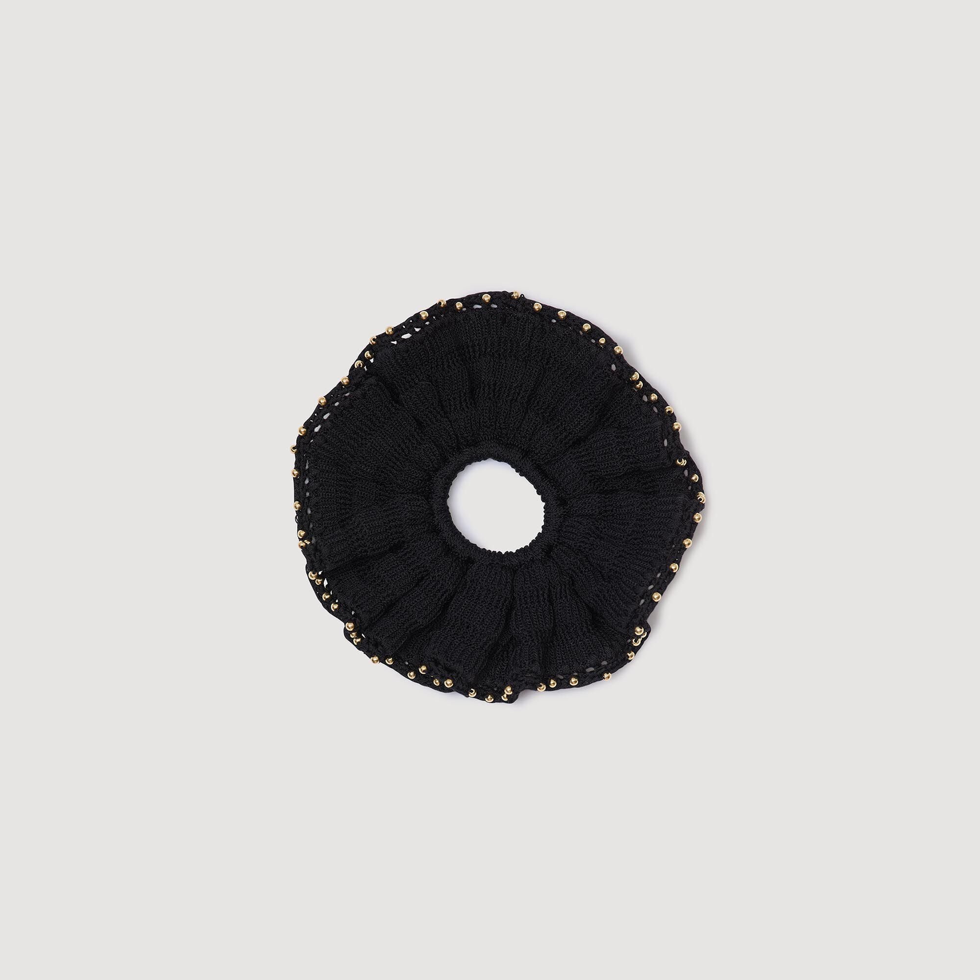 Beaded crochet scrunchie