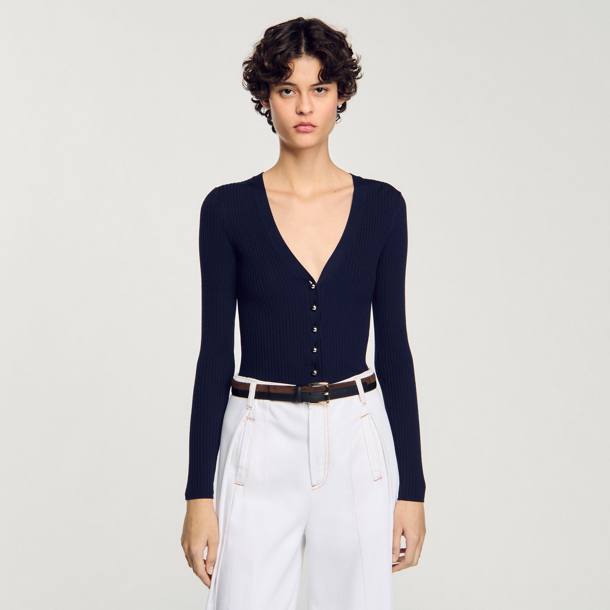 Rib knit cardigan