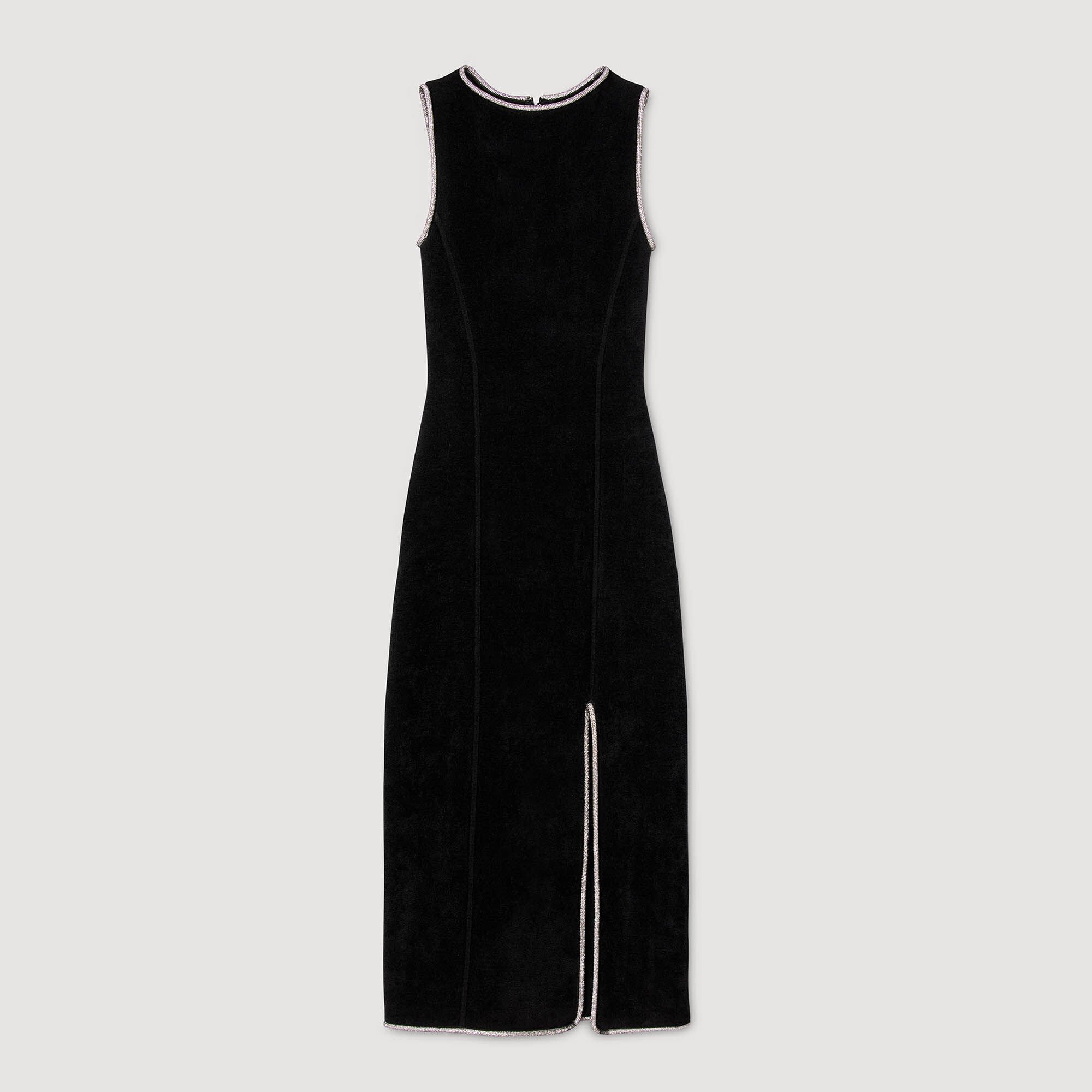 Rhinestone slit maxi dress