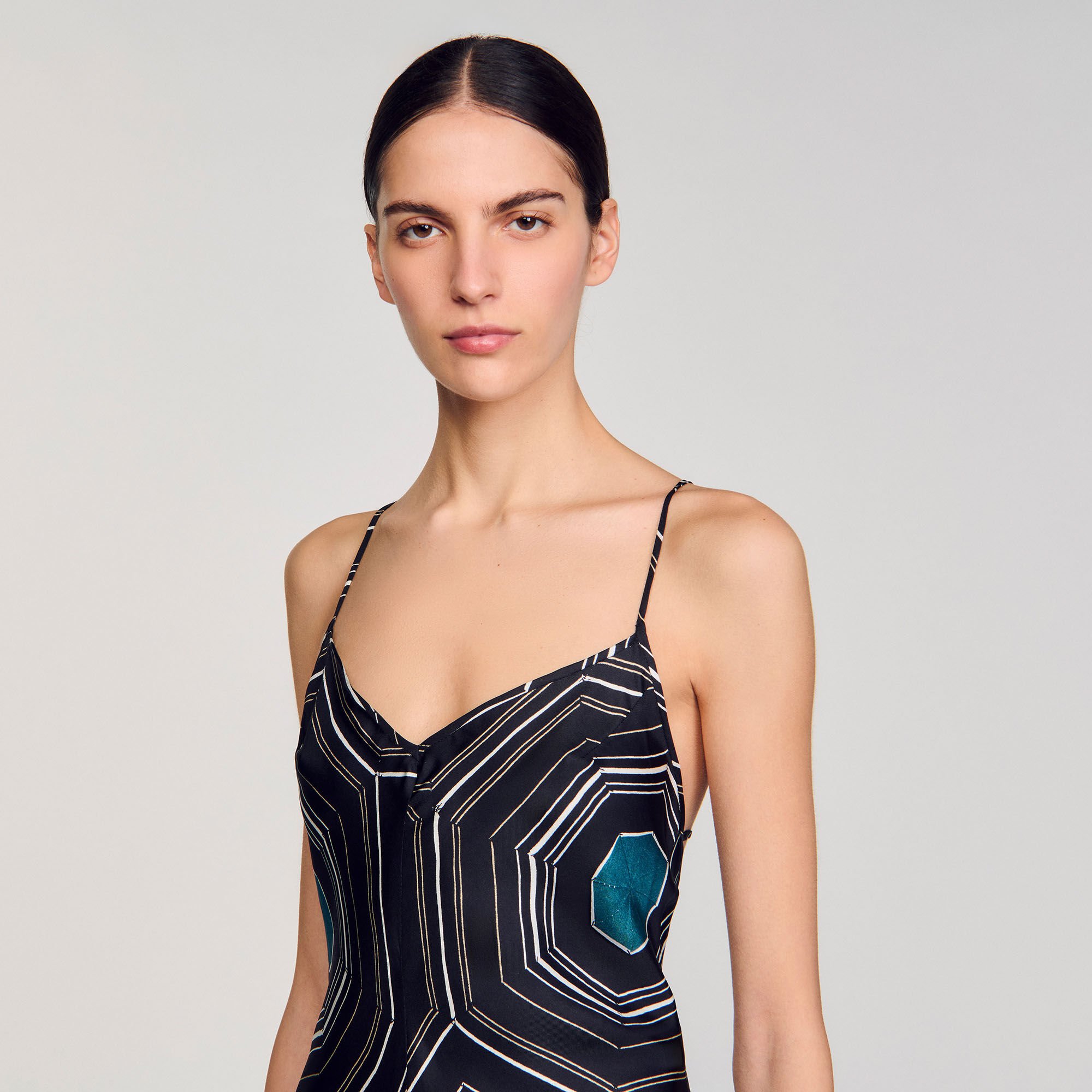 Patterned silk maxi dress