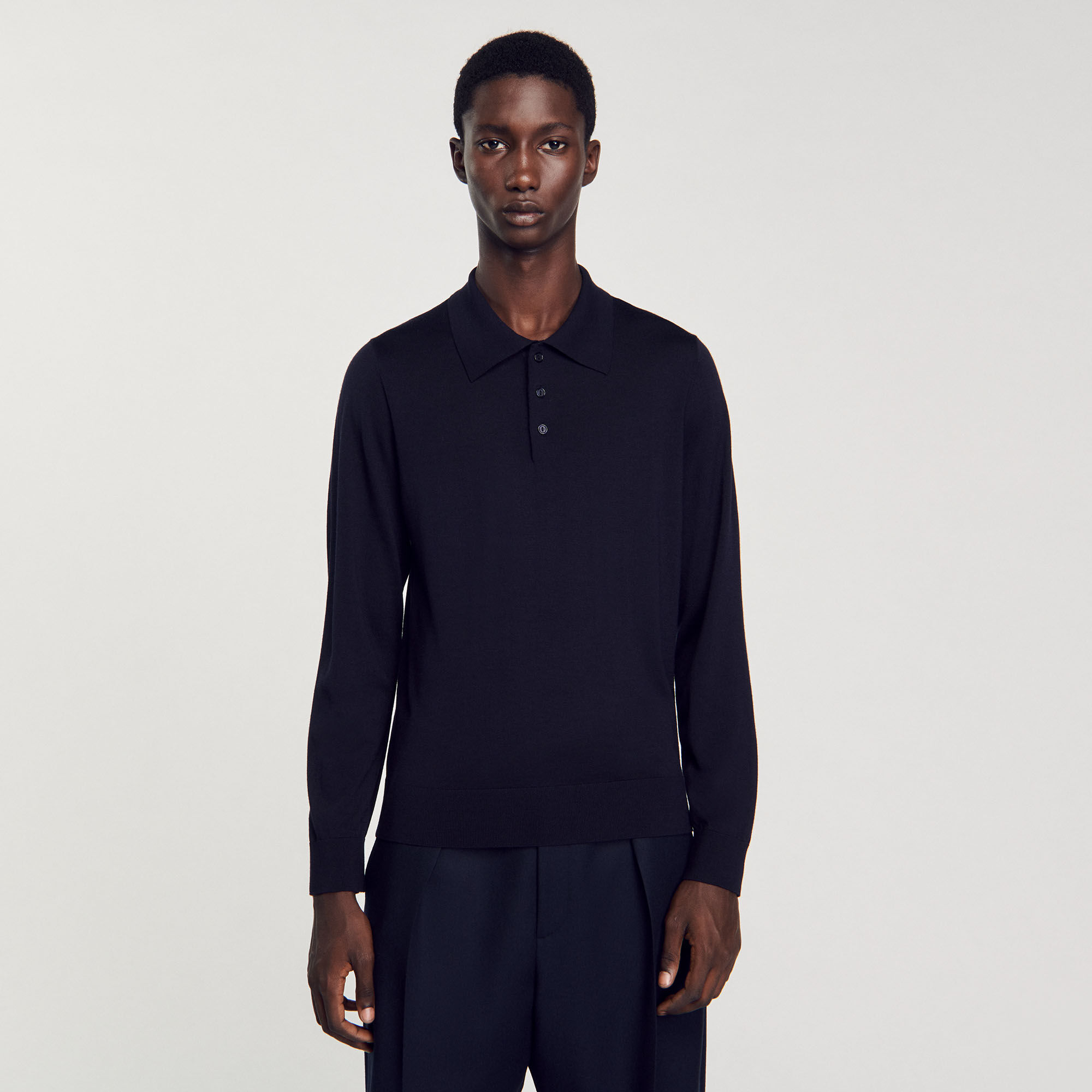 商品画像：Auralee Brushed Super Kid Mohair Knit Polo Ink Black – Neighbour 4