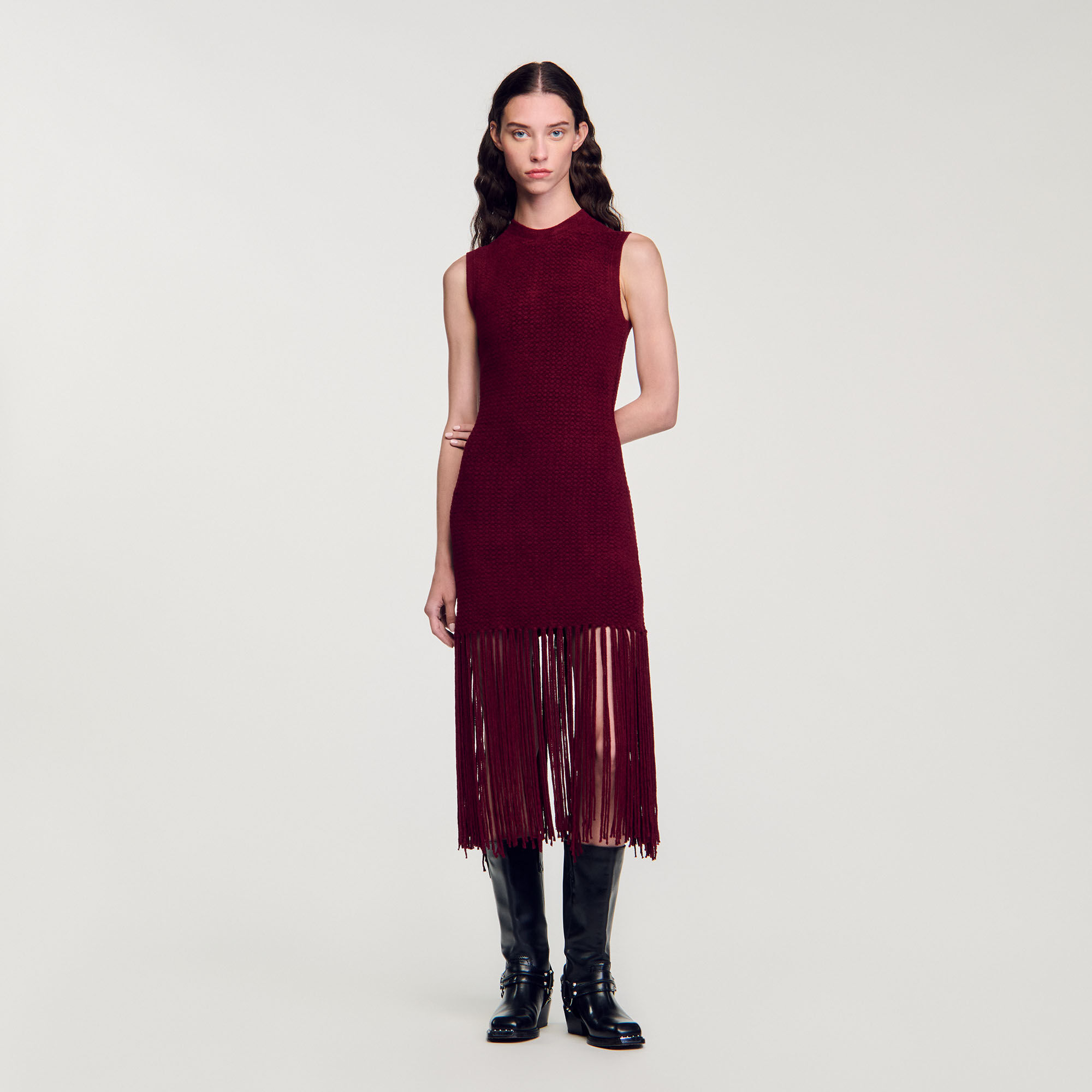 半額満載！スーパーSALE グランドセール！ Velvet knit dress red For Women | Sandro Paris ワンピース