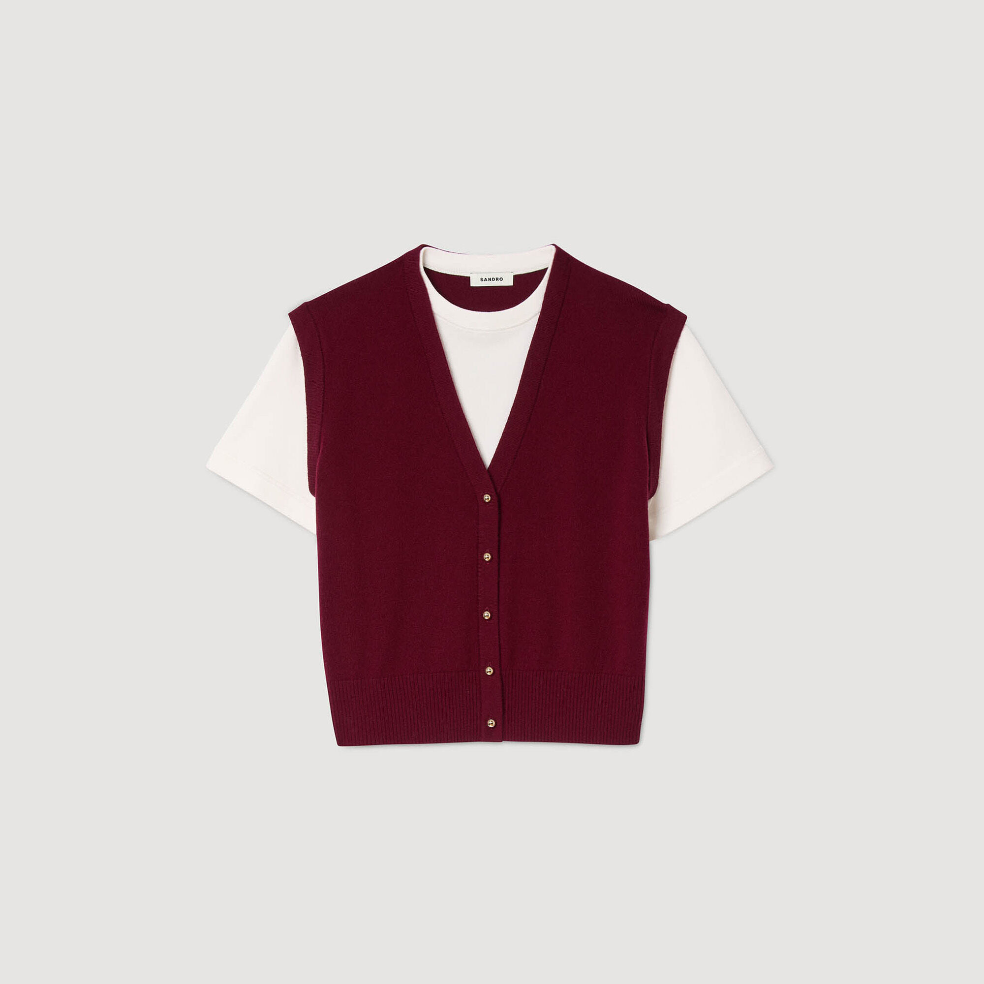 Two-tone wool and cashmere sweater