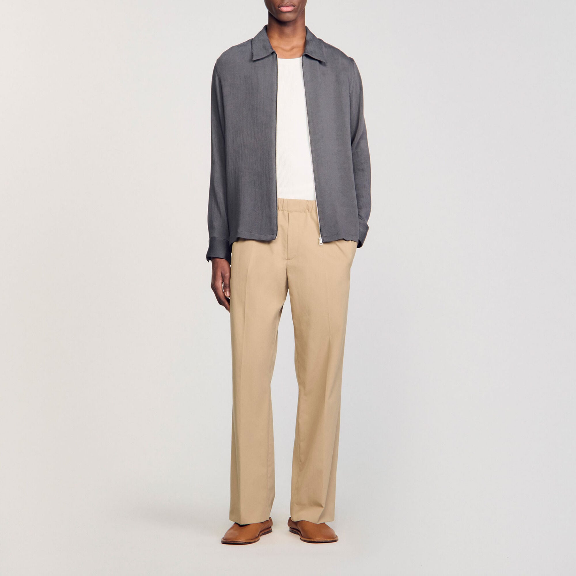 Pleated shirt in Fonte for Men | Sandro Paris