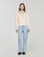 Contrast polo-neck knit sweater