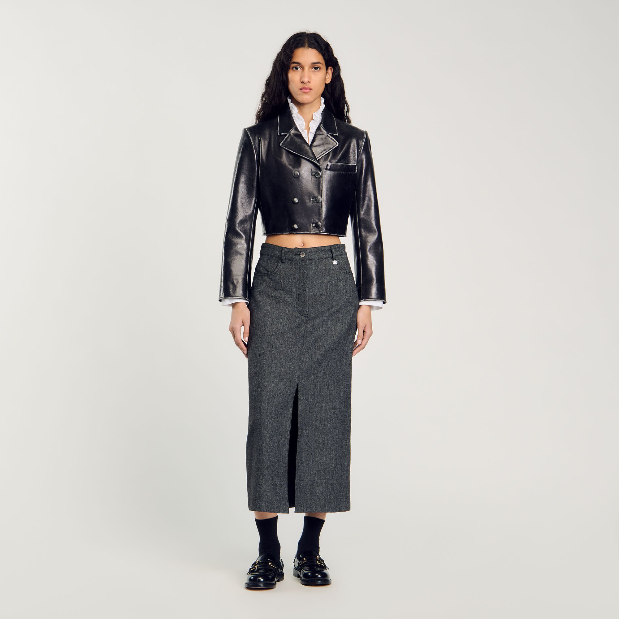 Cropped leather jacket