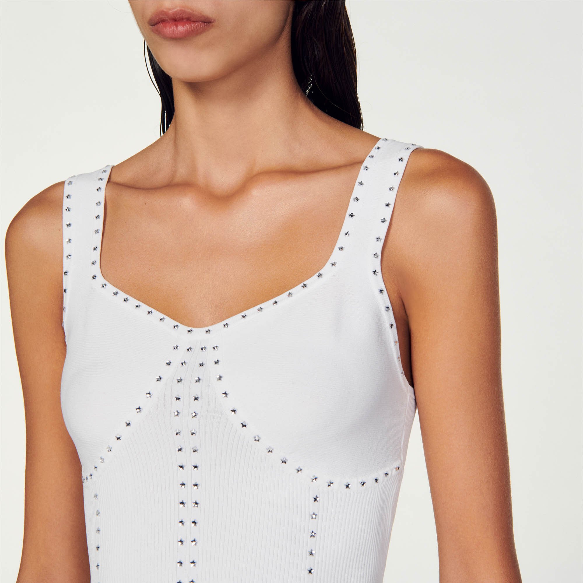 Rhinestone knit cropped top