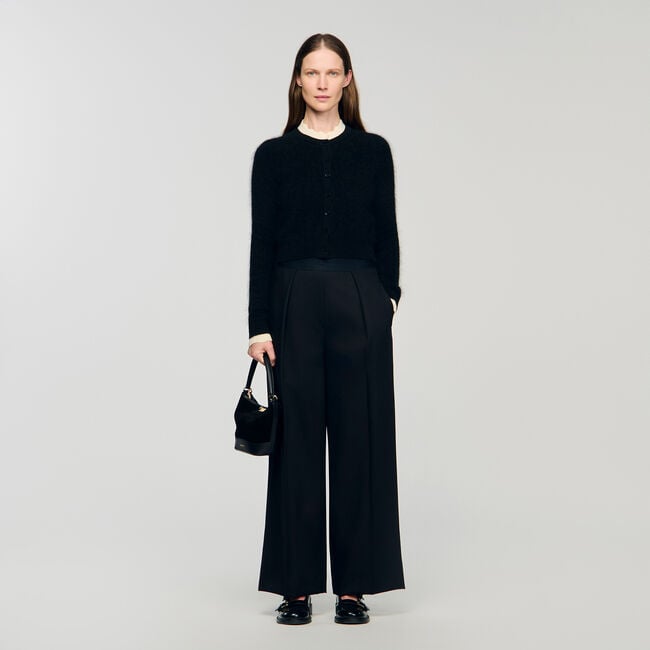 Pointelle collar cardigan