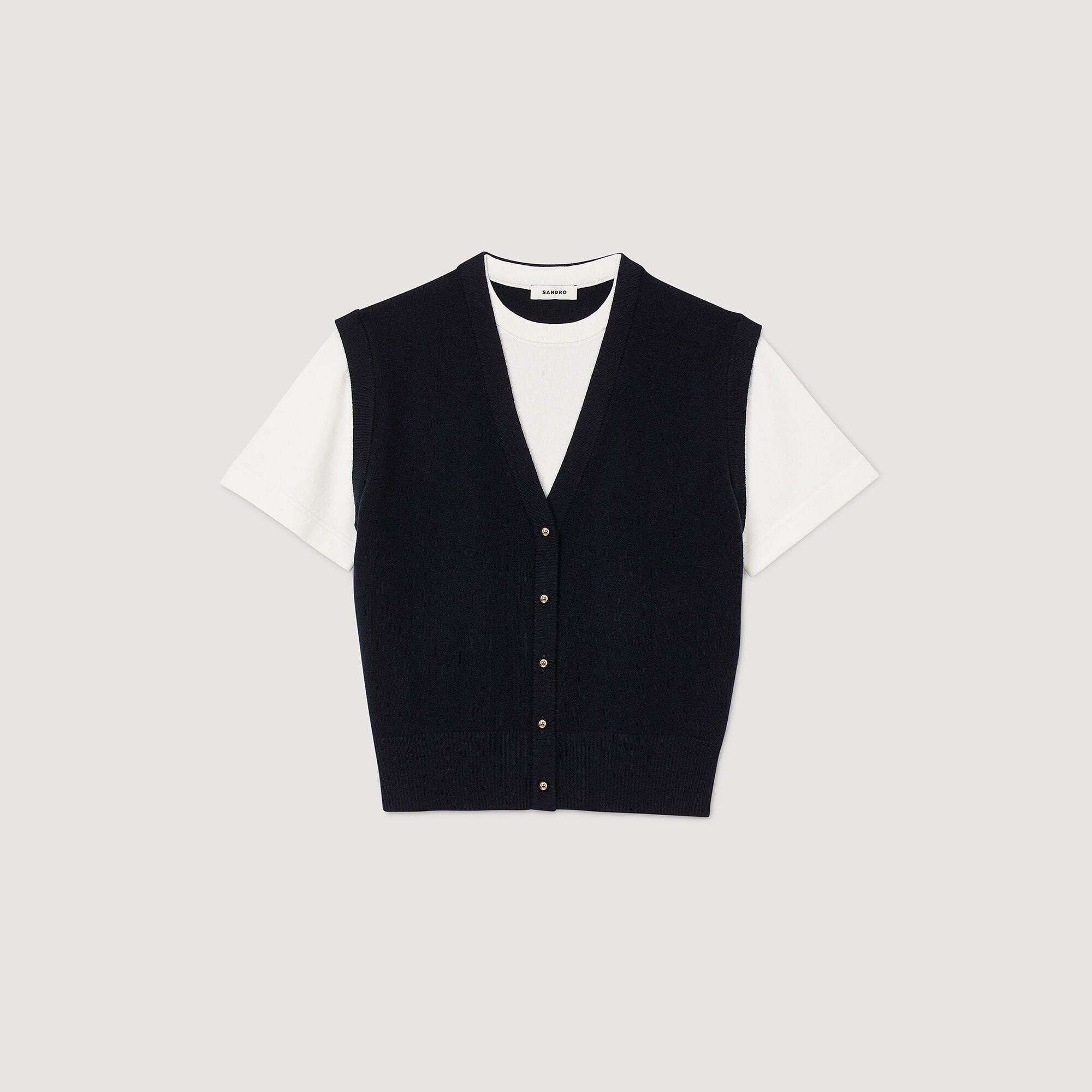 Two-tone wool and cashmere sweater