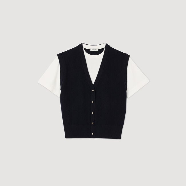 Two-tone wool and cashmere sweater