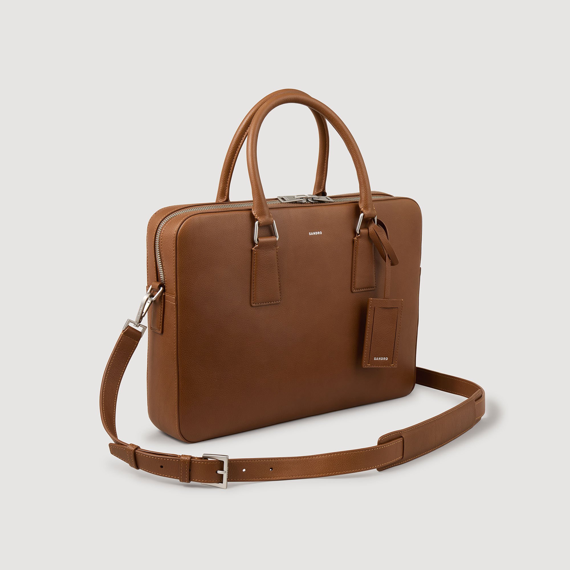 Large grained leather briefcase