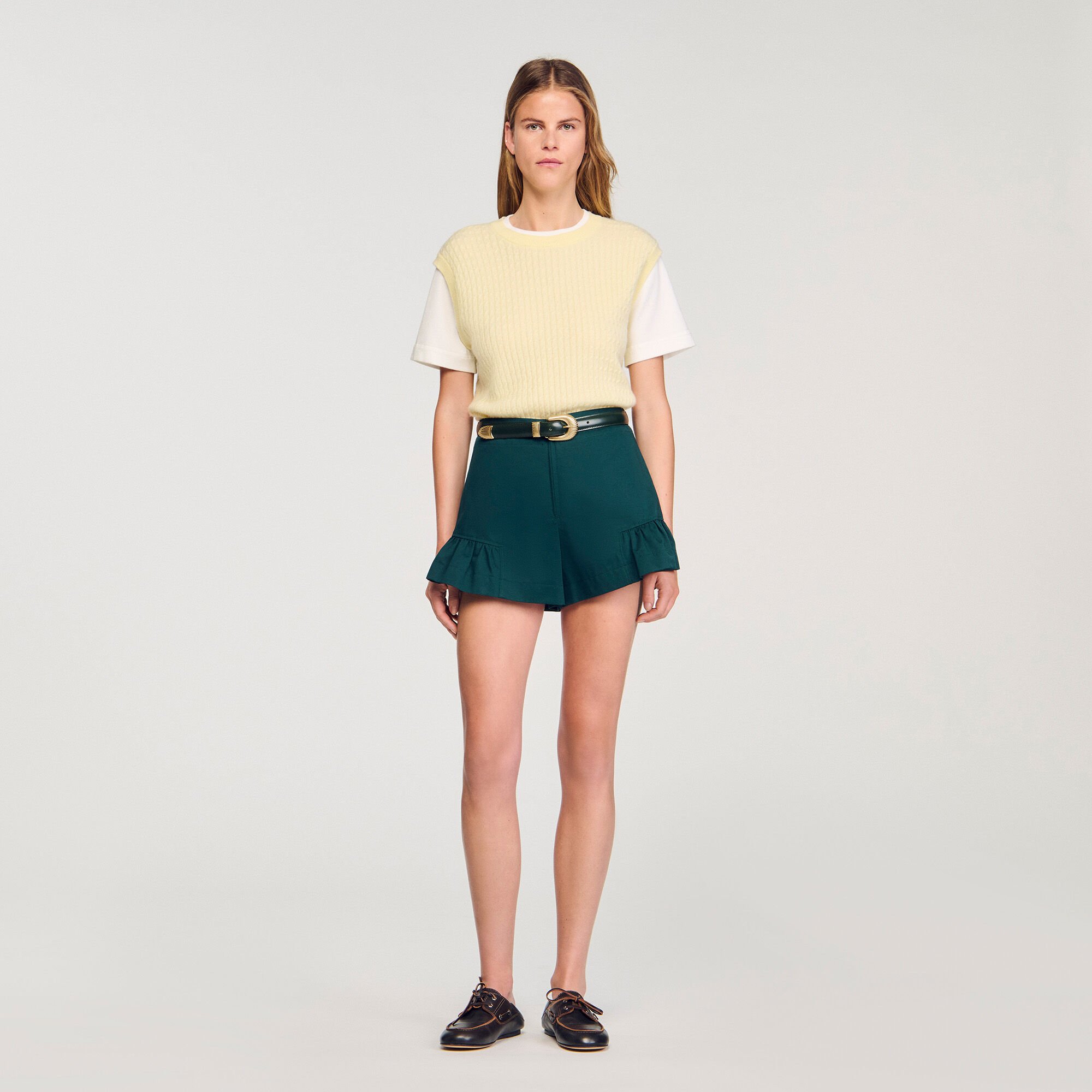 Dual-material knit sweater