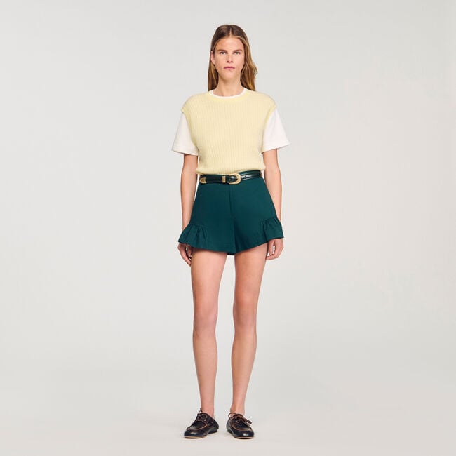 Dual-material knit sweater