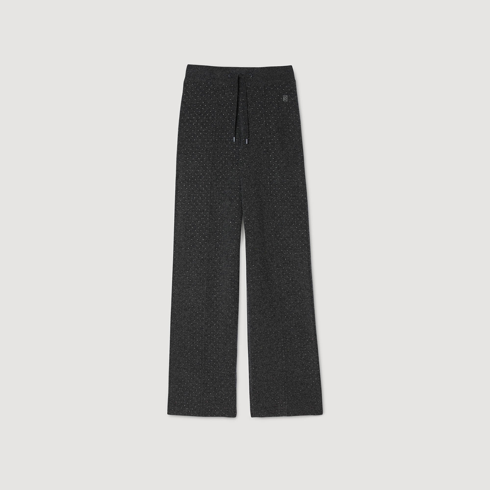 Knit rhinestone-covered pants