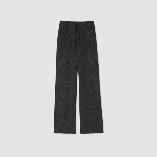 Knit rhinestone-covered pants