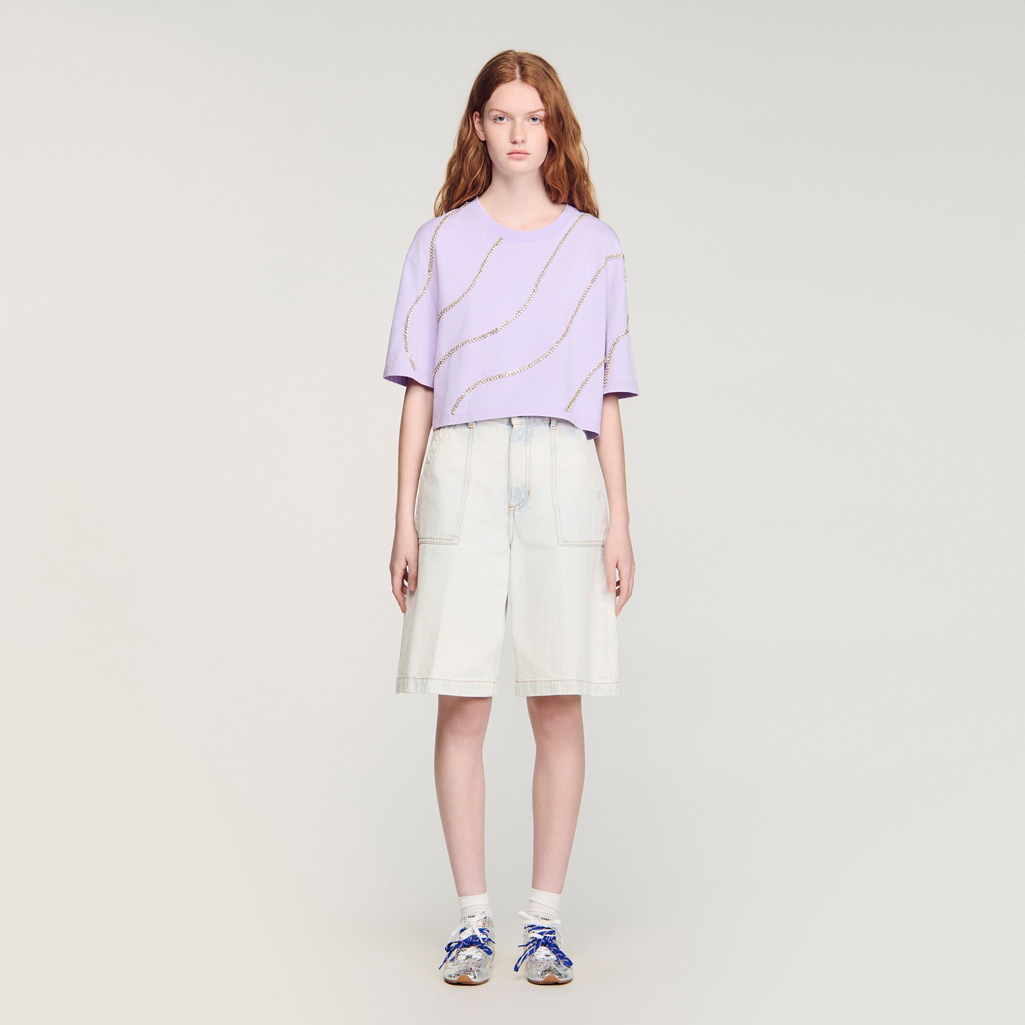 Rhinestone cropped T-shirt