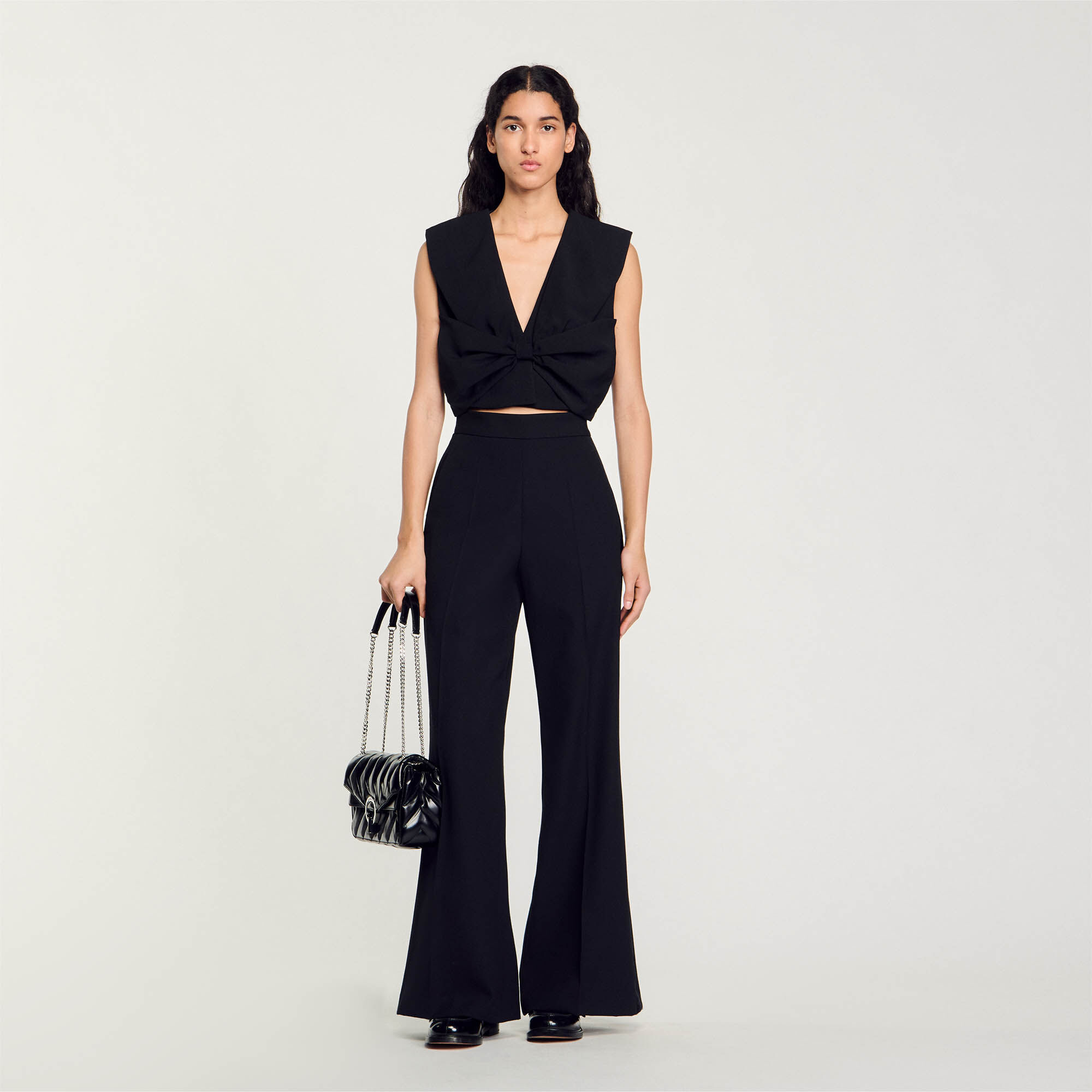 Satin-effect crop top