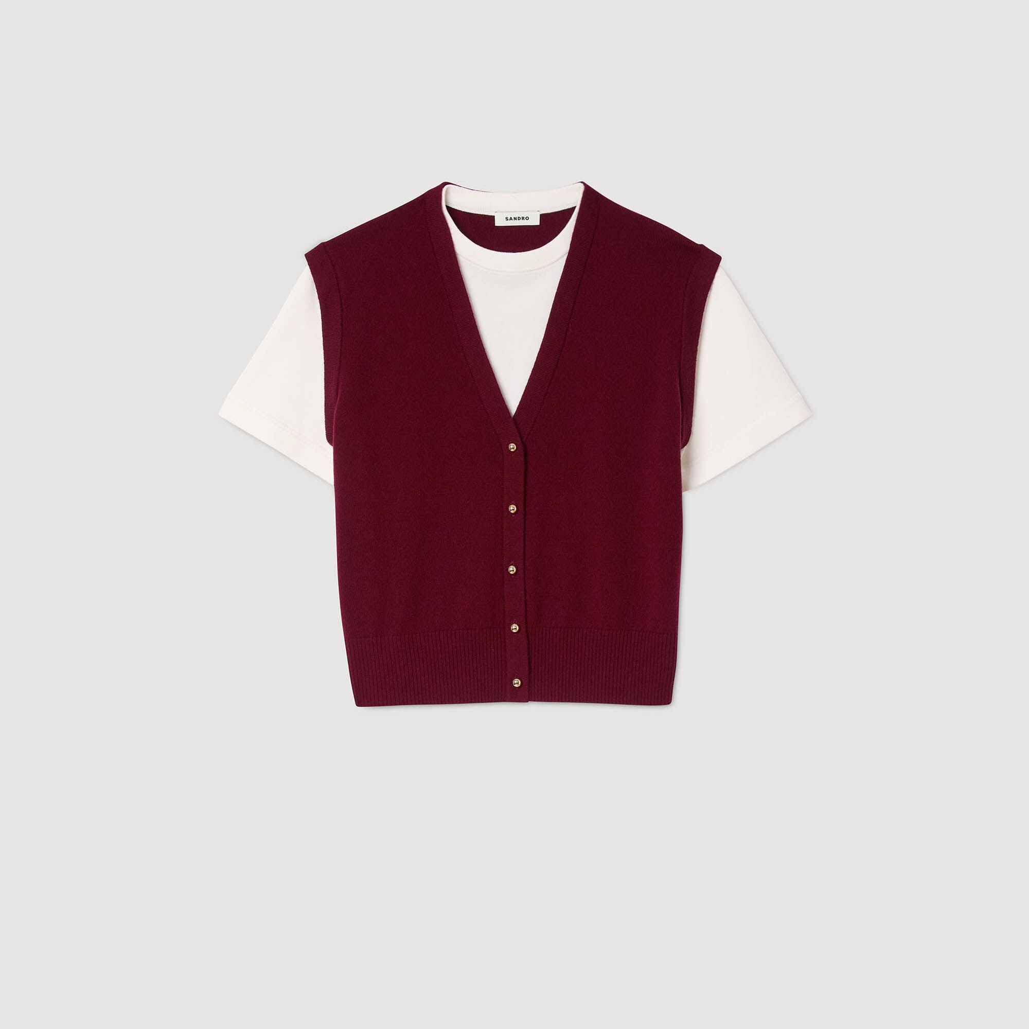 Two-tone wool and cashmere sweater