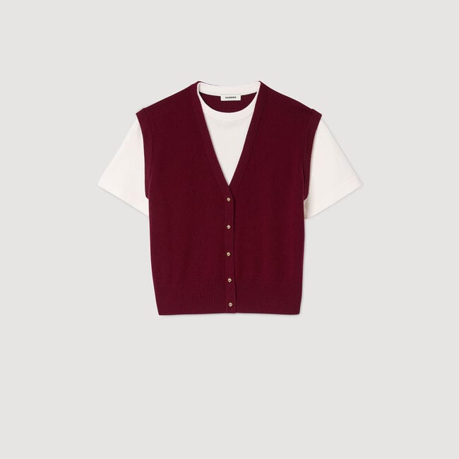 Two-tone wool and cashmere sweater