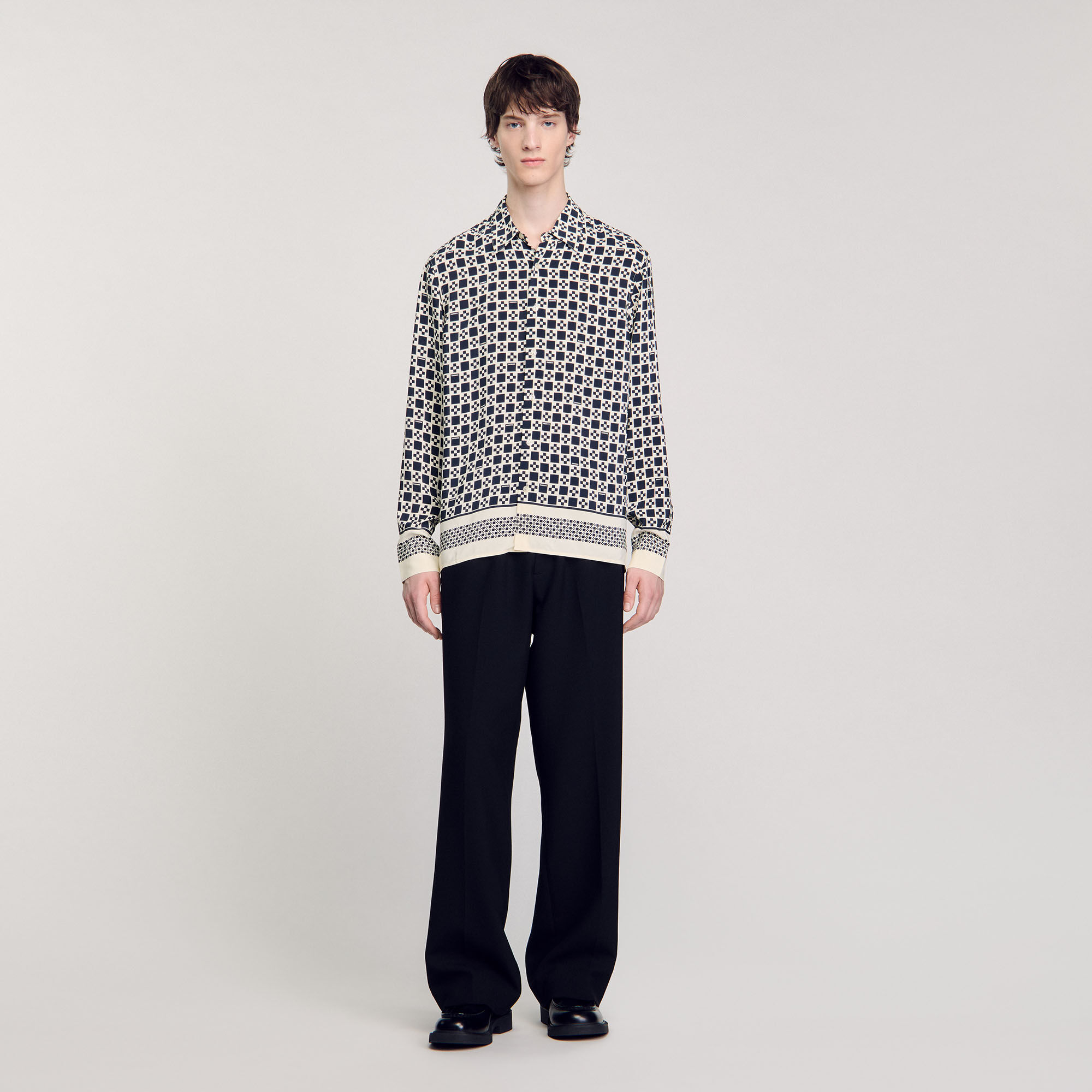 Square cross motif flowing shirt