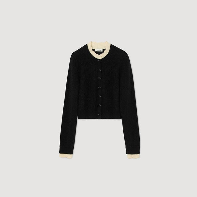 Pointelle collar cardigan