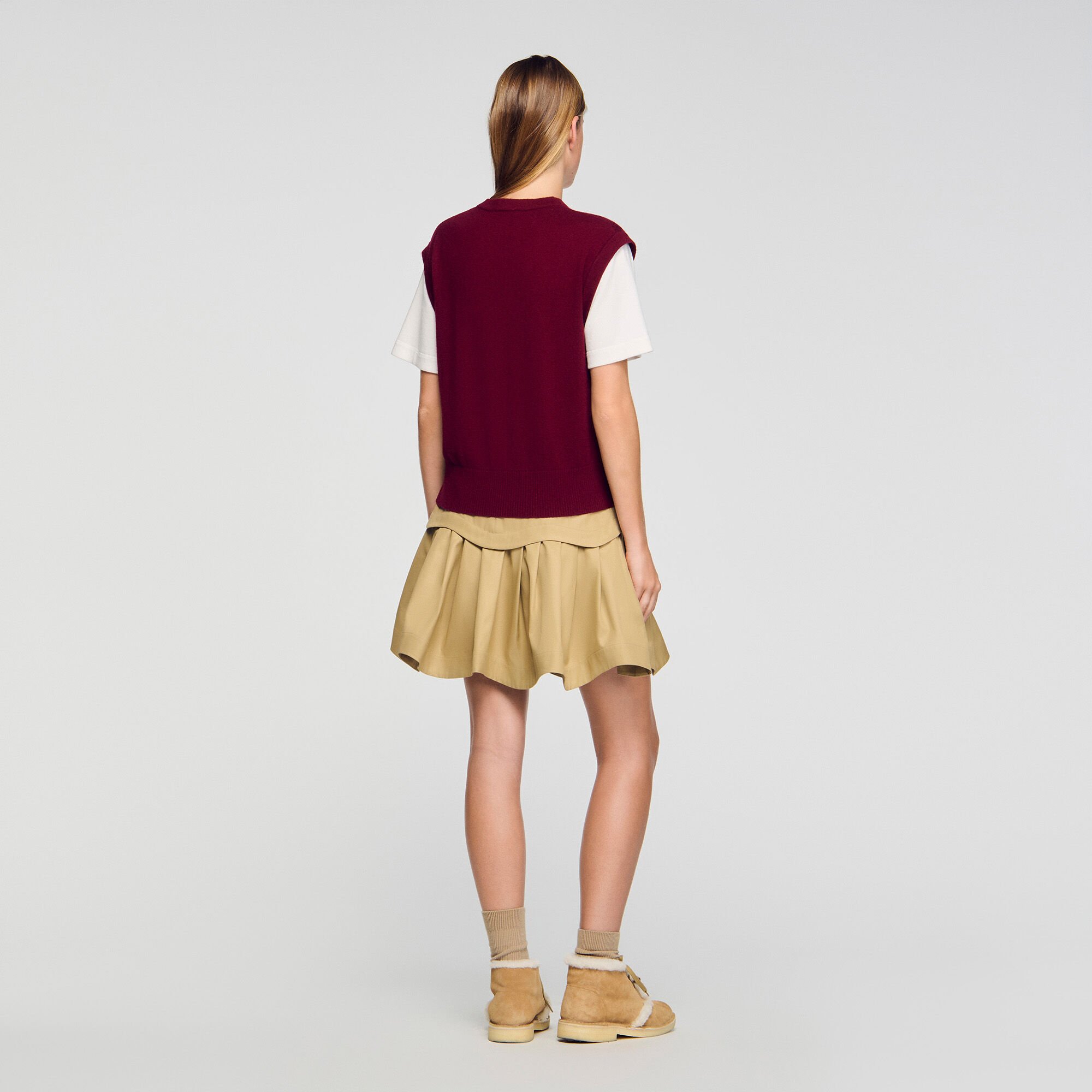 Two-tone wool and cashmere sweater