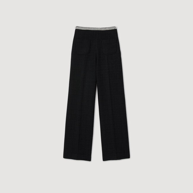 High-waisted tweed trousers