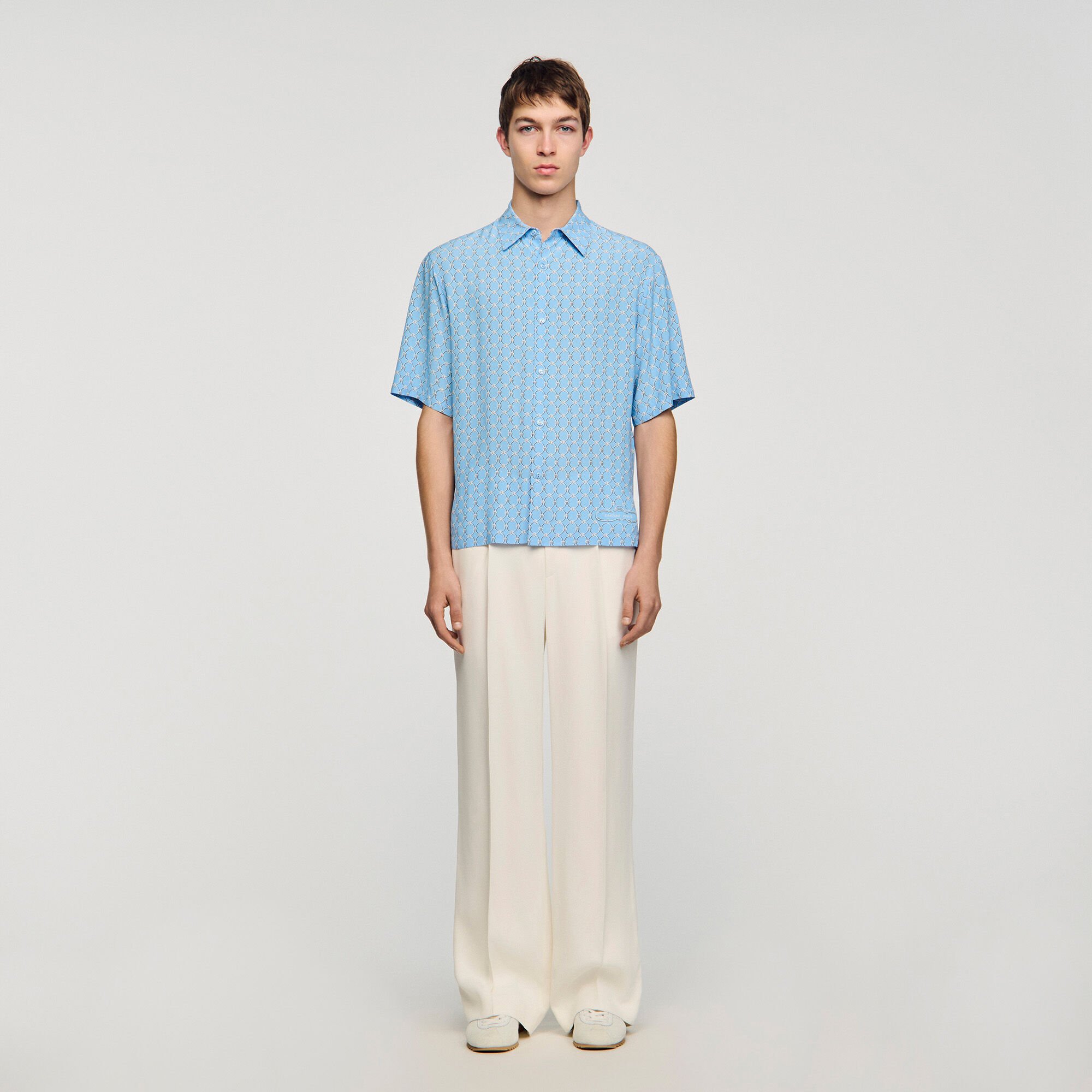 Link print loose-fit shirt