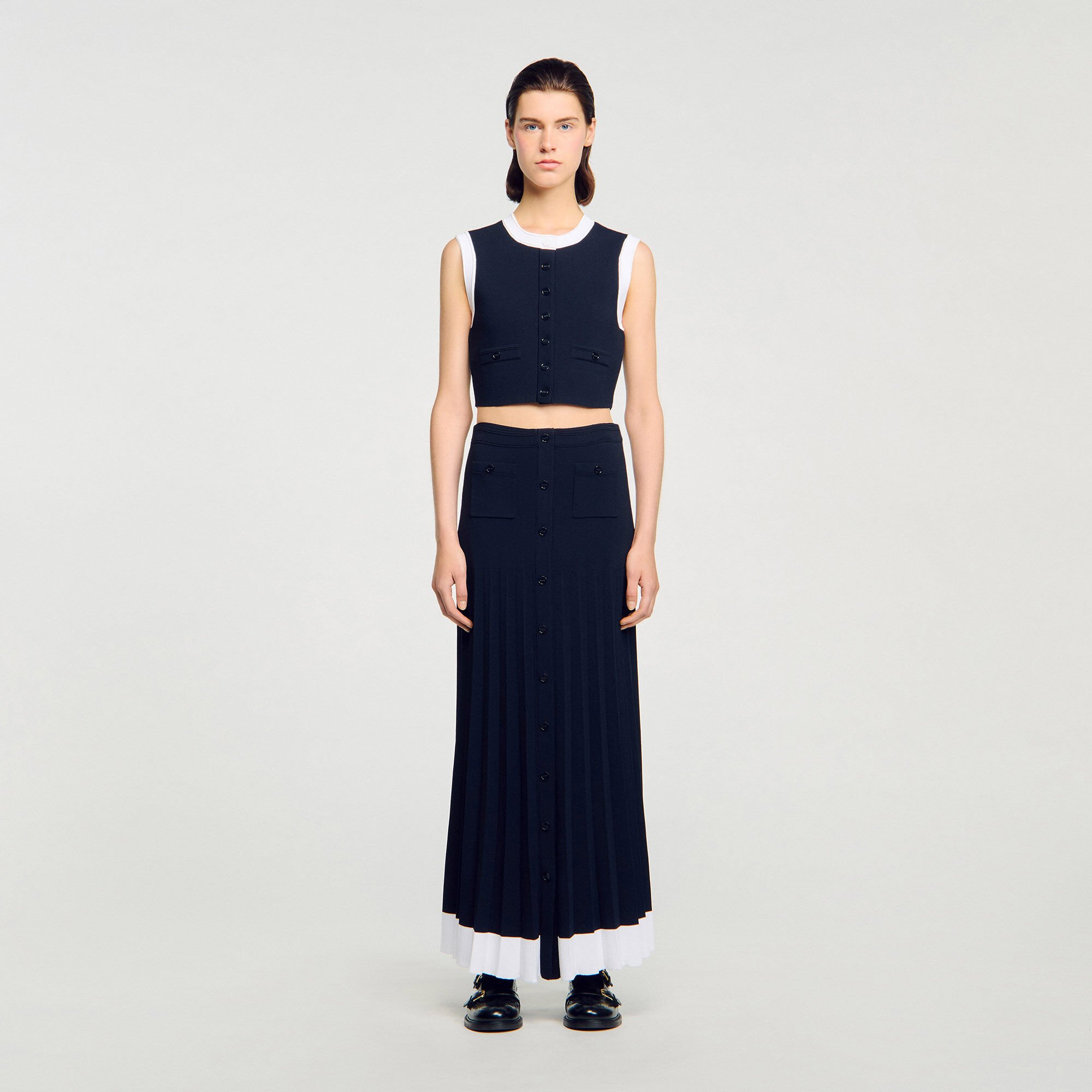Maxi two-tone knit skirt