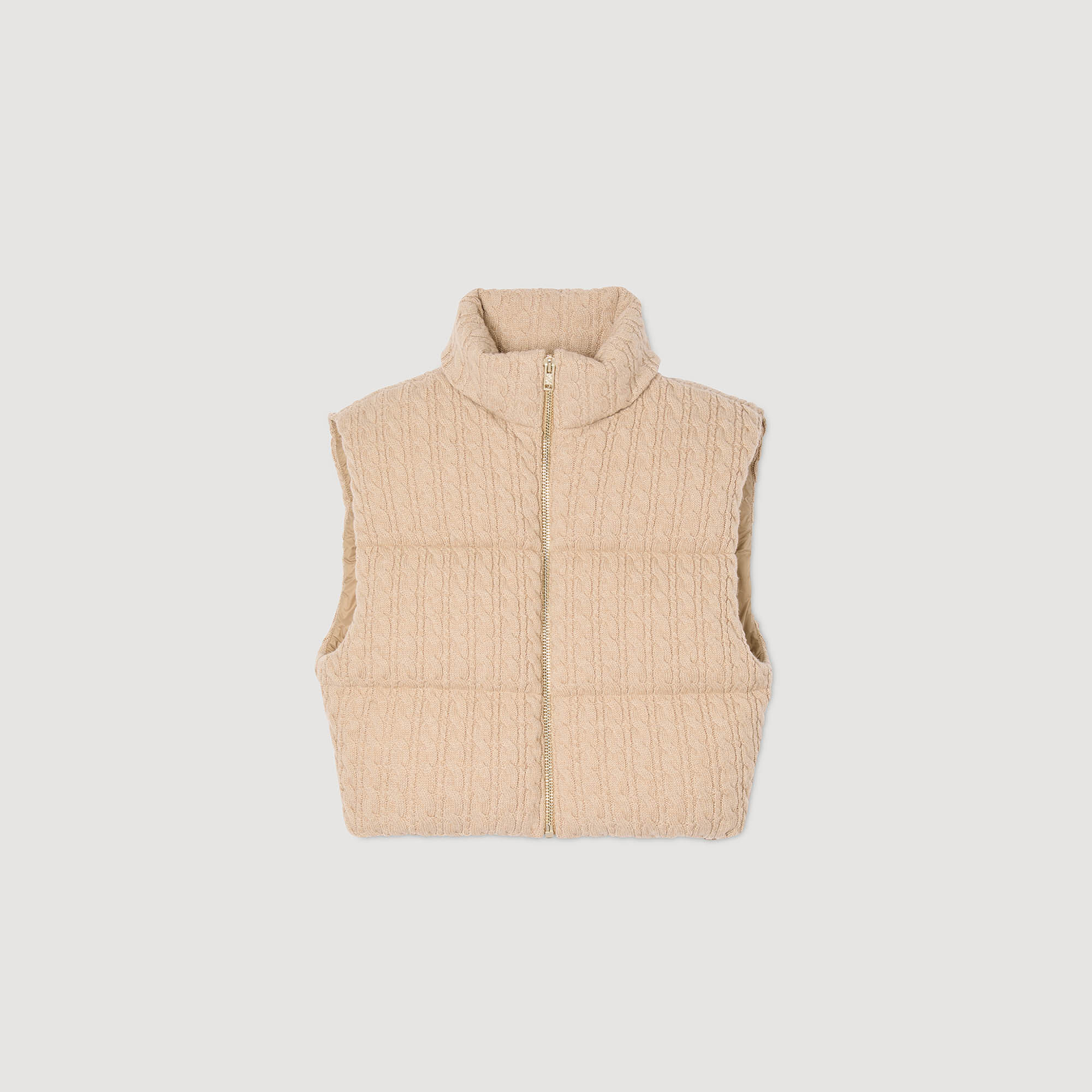 Cropped sleeveless puffer vest