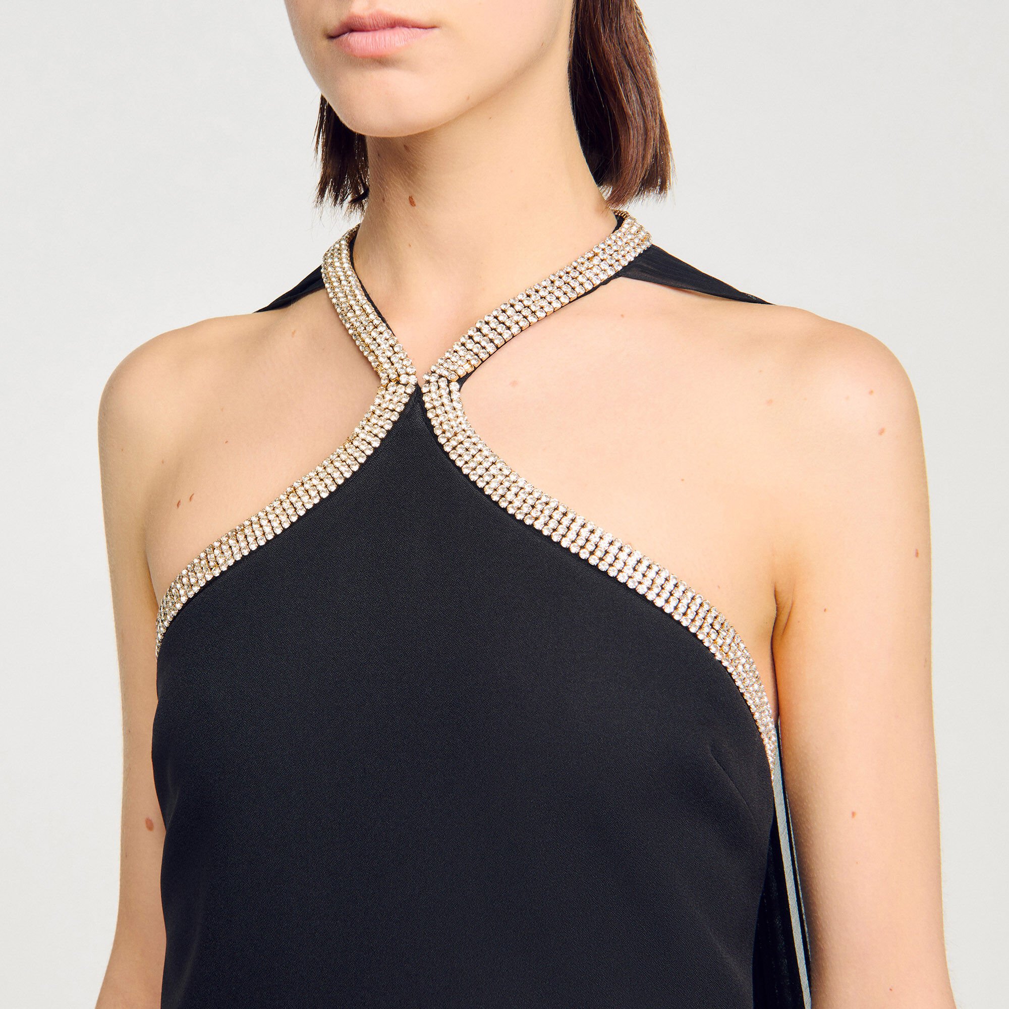 Mini cape dress with rhinestones