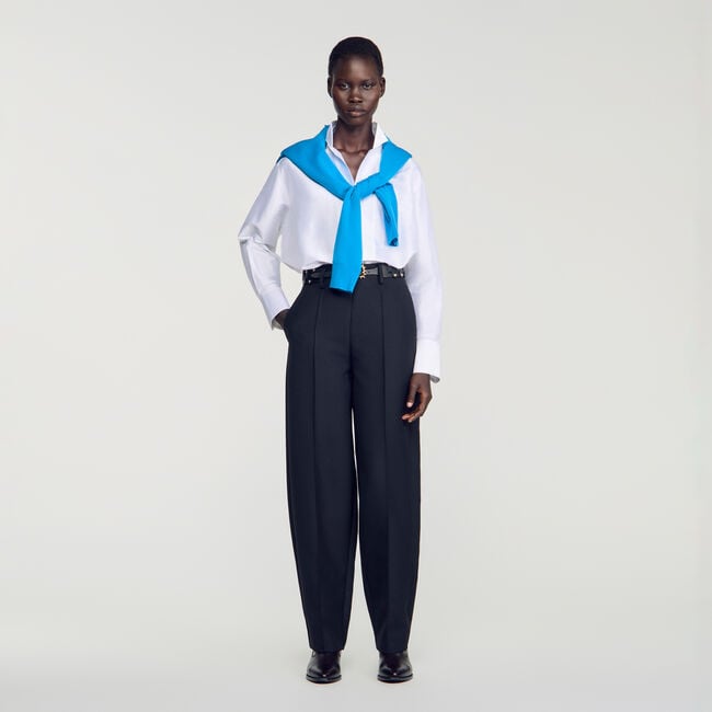 Barrel-leg tweed trousers - Women | Sandro