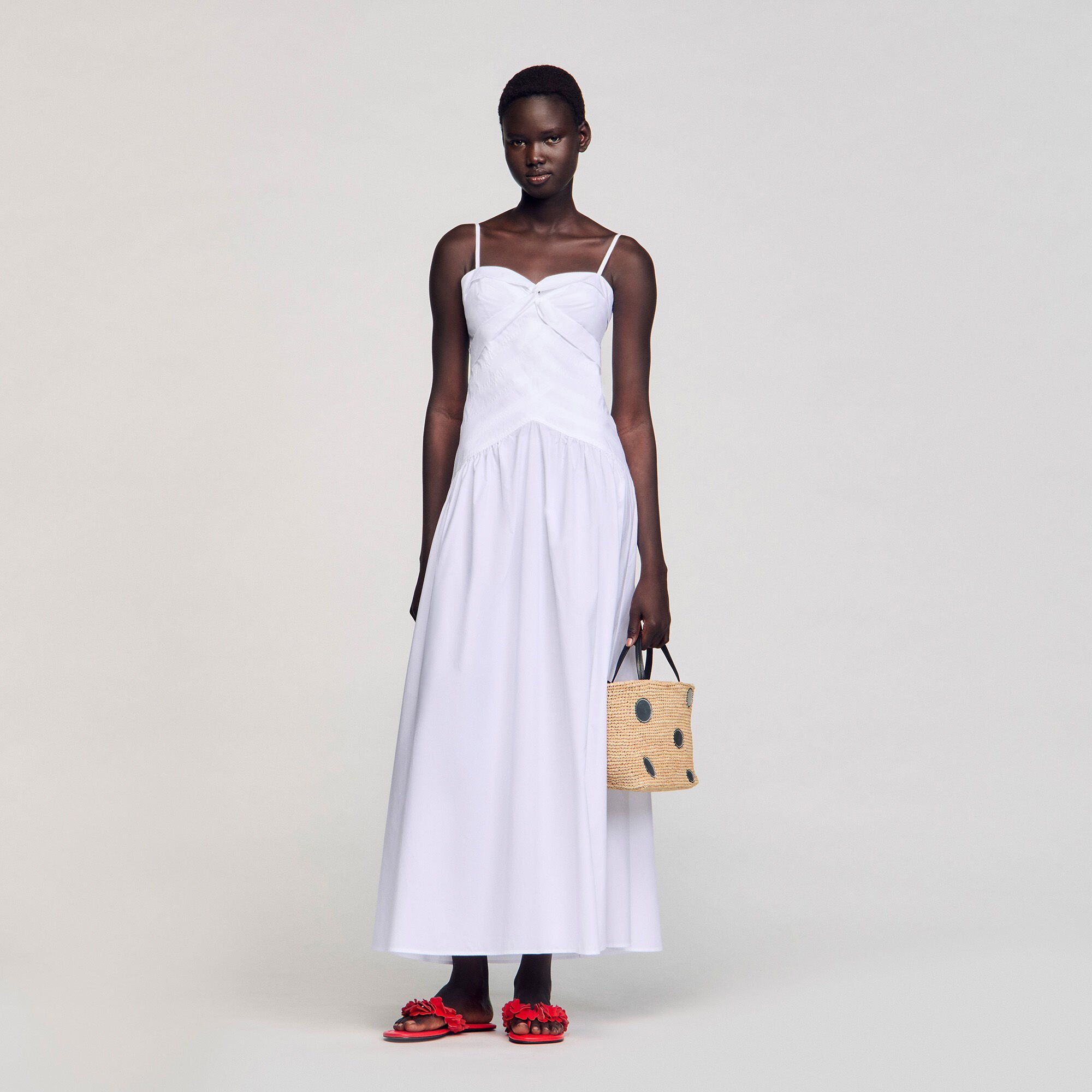 Draped bustier maxi dress