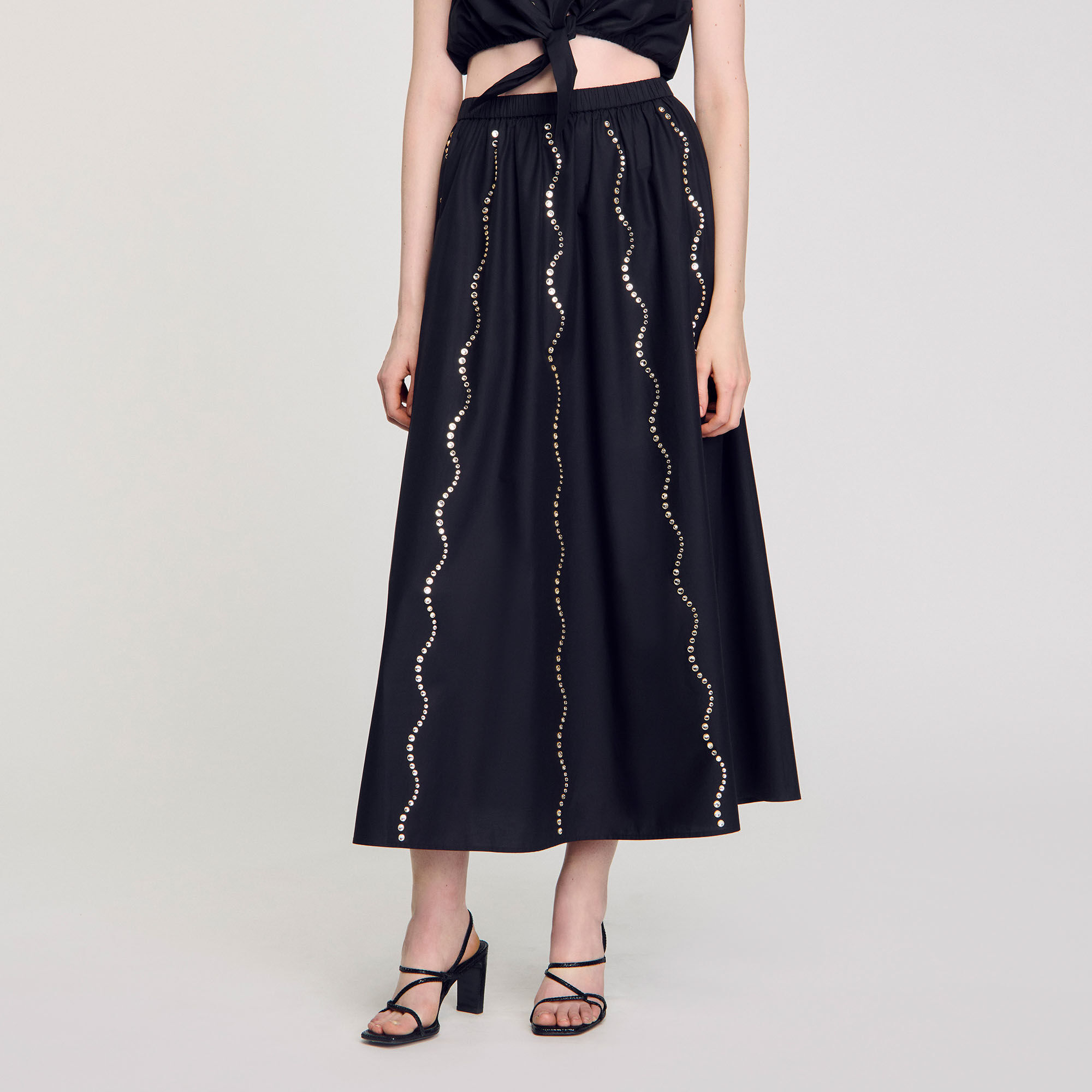 日本全国送料無料商品 | 特集  Maxi rhinestone skirt black / gray For Women | Sandro Paris スカート